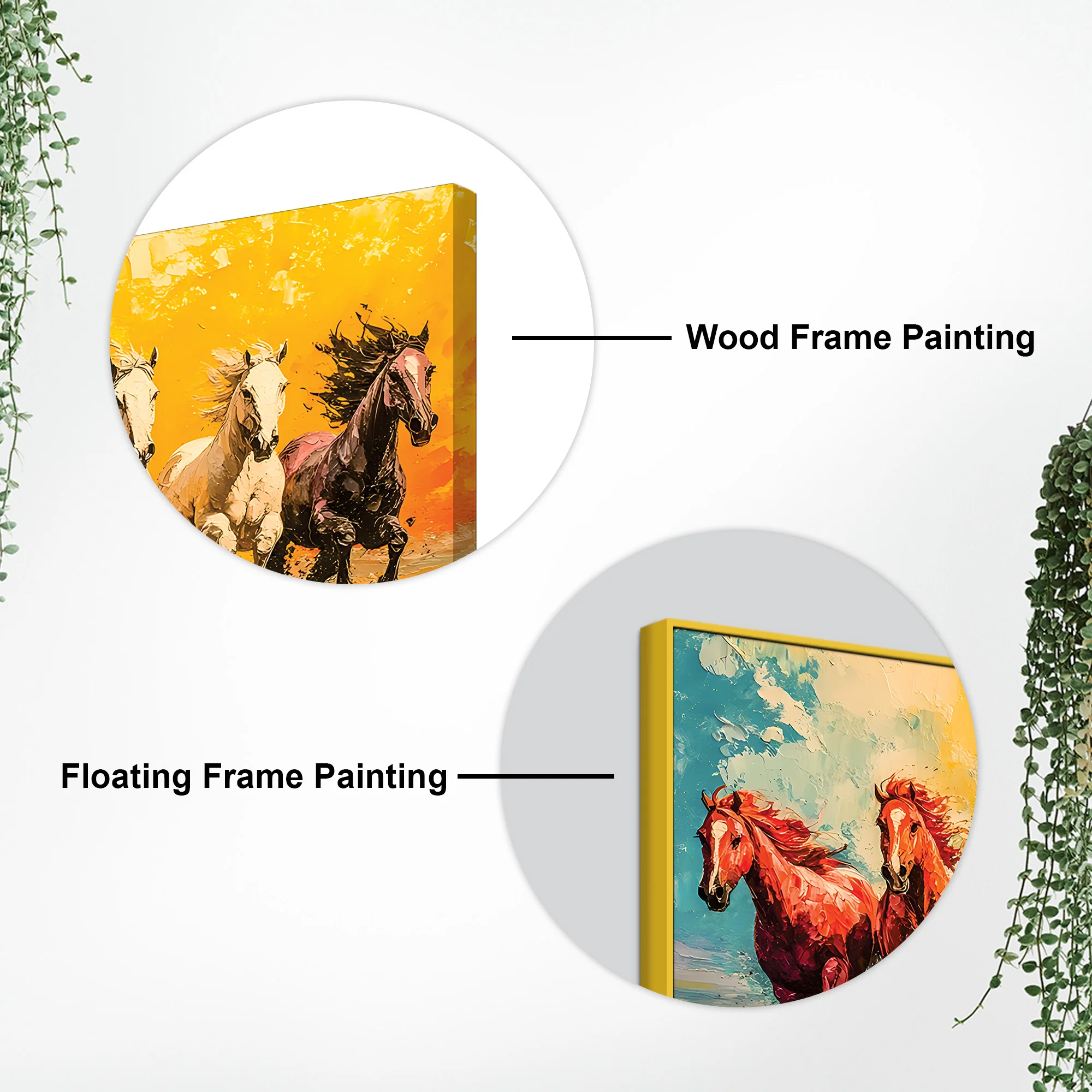 Watercolor Art of Seven Running Horses Wall Painting - Image 5