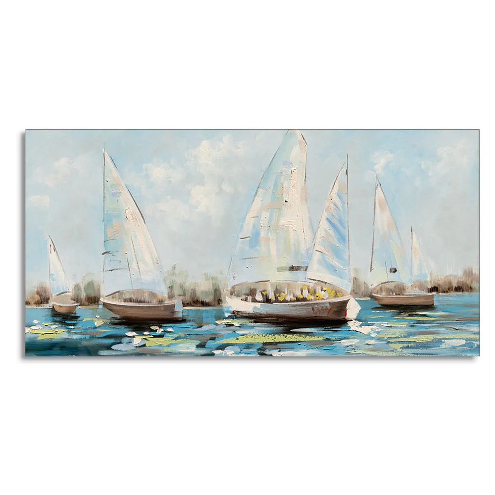 Watercolor Painting of Sailing Boats Canvas Wall Painting - Image 4
