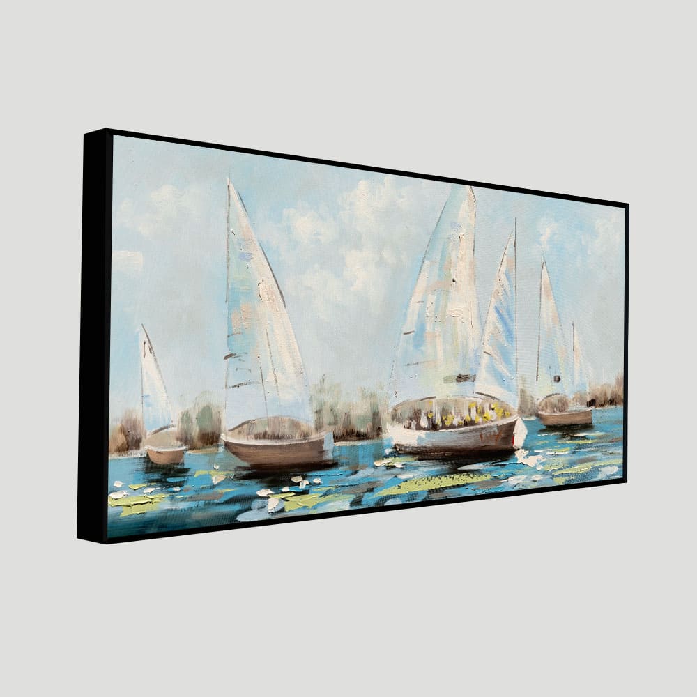 Watercolor Painting of Sailing Boats Canvas Wall Painting - Image 5