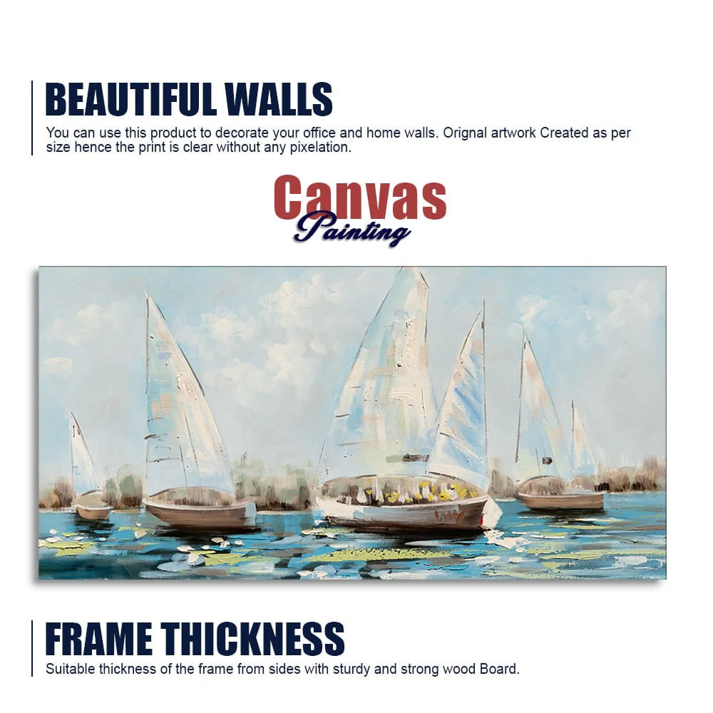 Watercolor Painting of Sailing Boats Canvas Wall Painting - Image 6