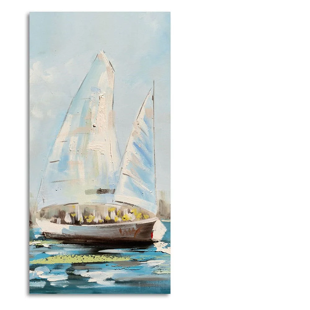 Watercolor Painting of Sailing Boats Premium Canvas Wall Painting - Image 4