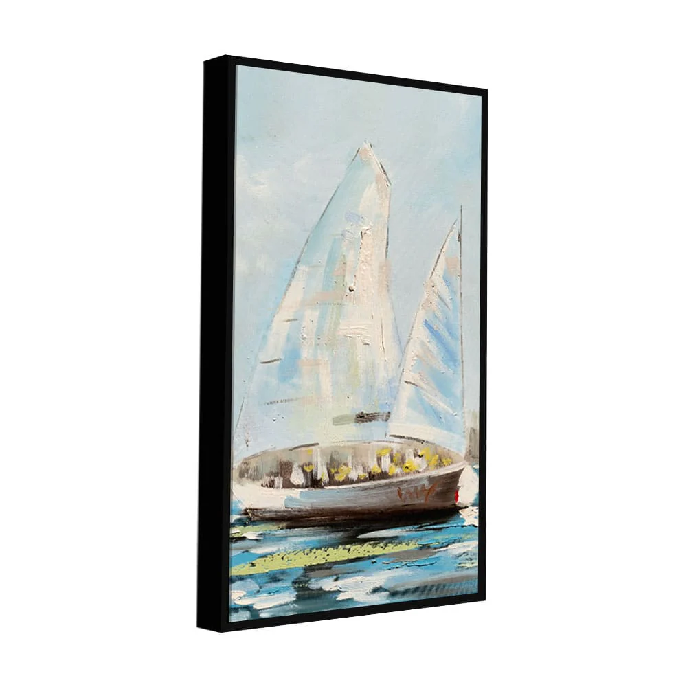 Watercolor Painting of Sailing Boats Premium Canvas Wall Painting - Image 5