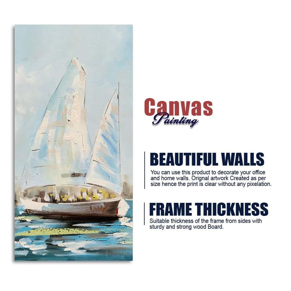 Watercolor Painting of Sailing Boats Premium Canvas Wall Painting - Image 6