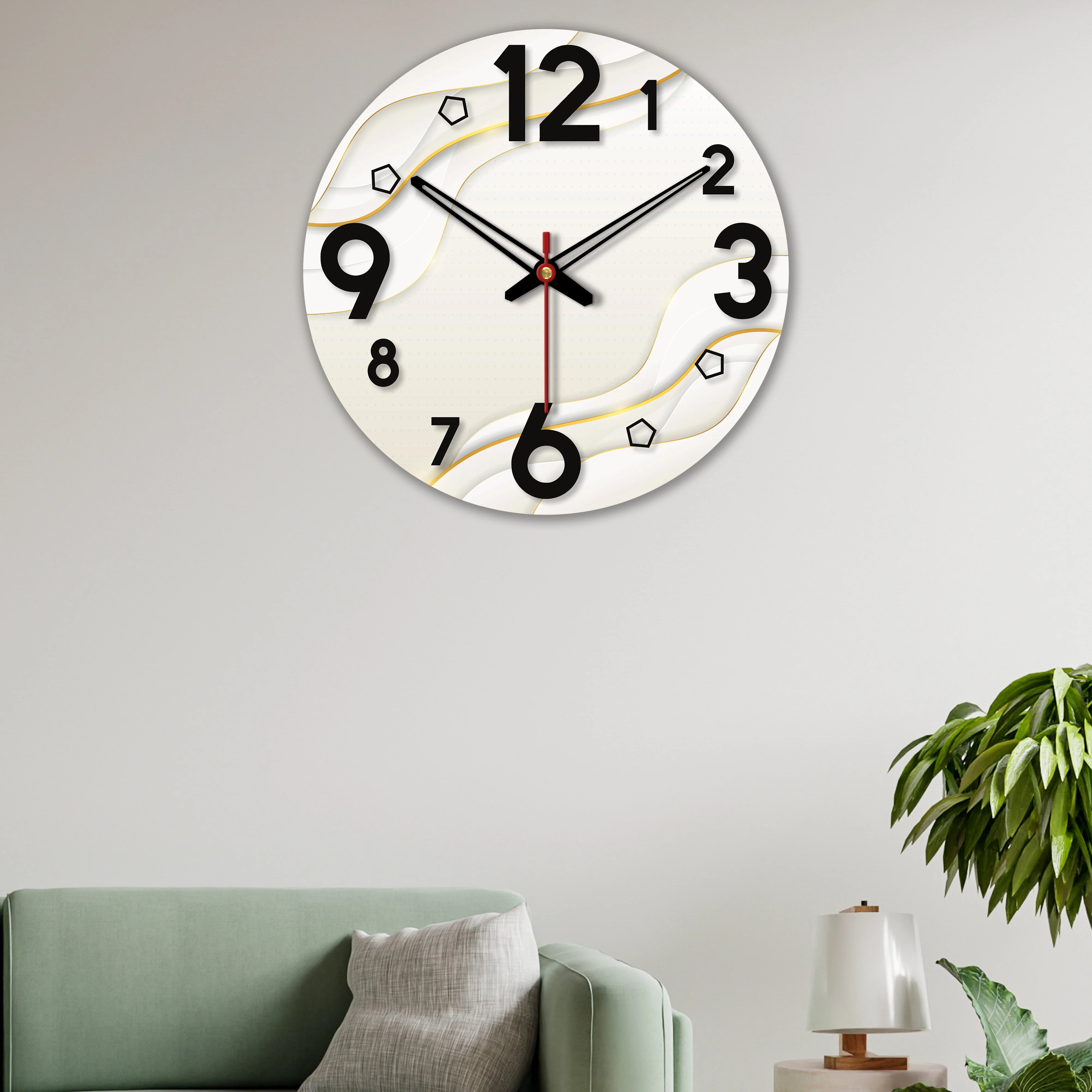 Wavy Modern Pattern Wooden Wall Clock - Image 2