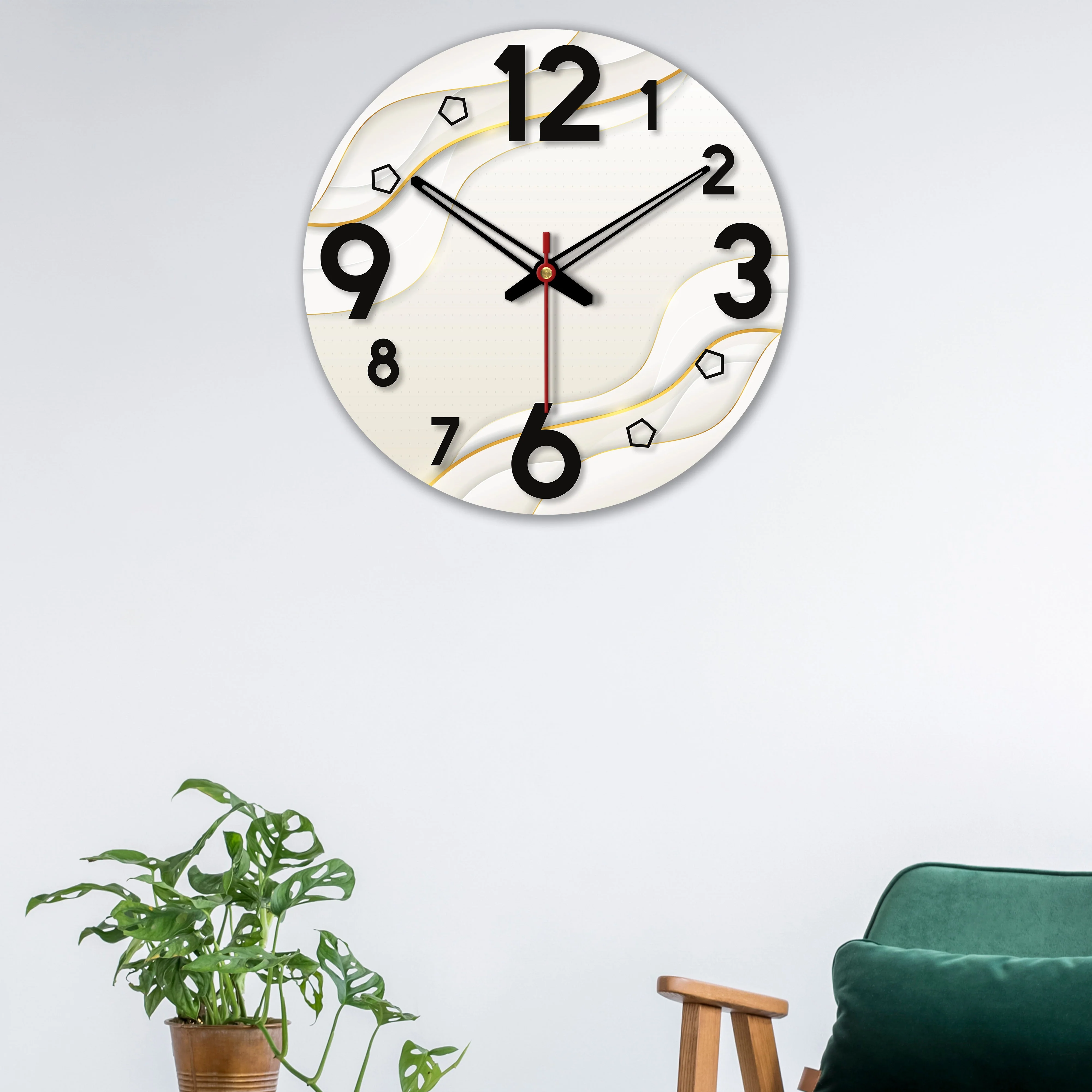 Wavy Modern Pattern Wooden Wall Clock - Image 3