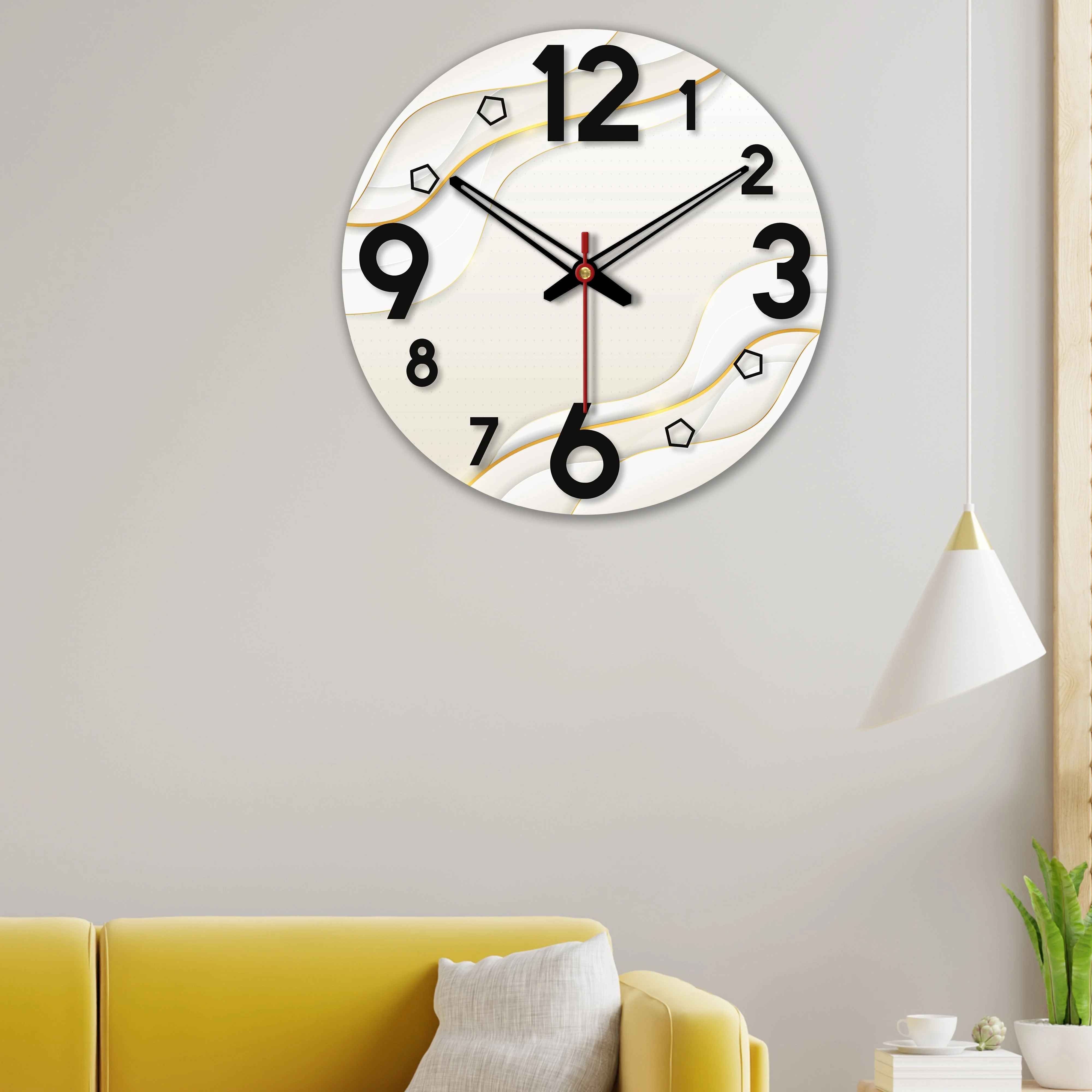 Wavy Modern Pattern Wooden Wall Clock - Image 4