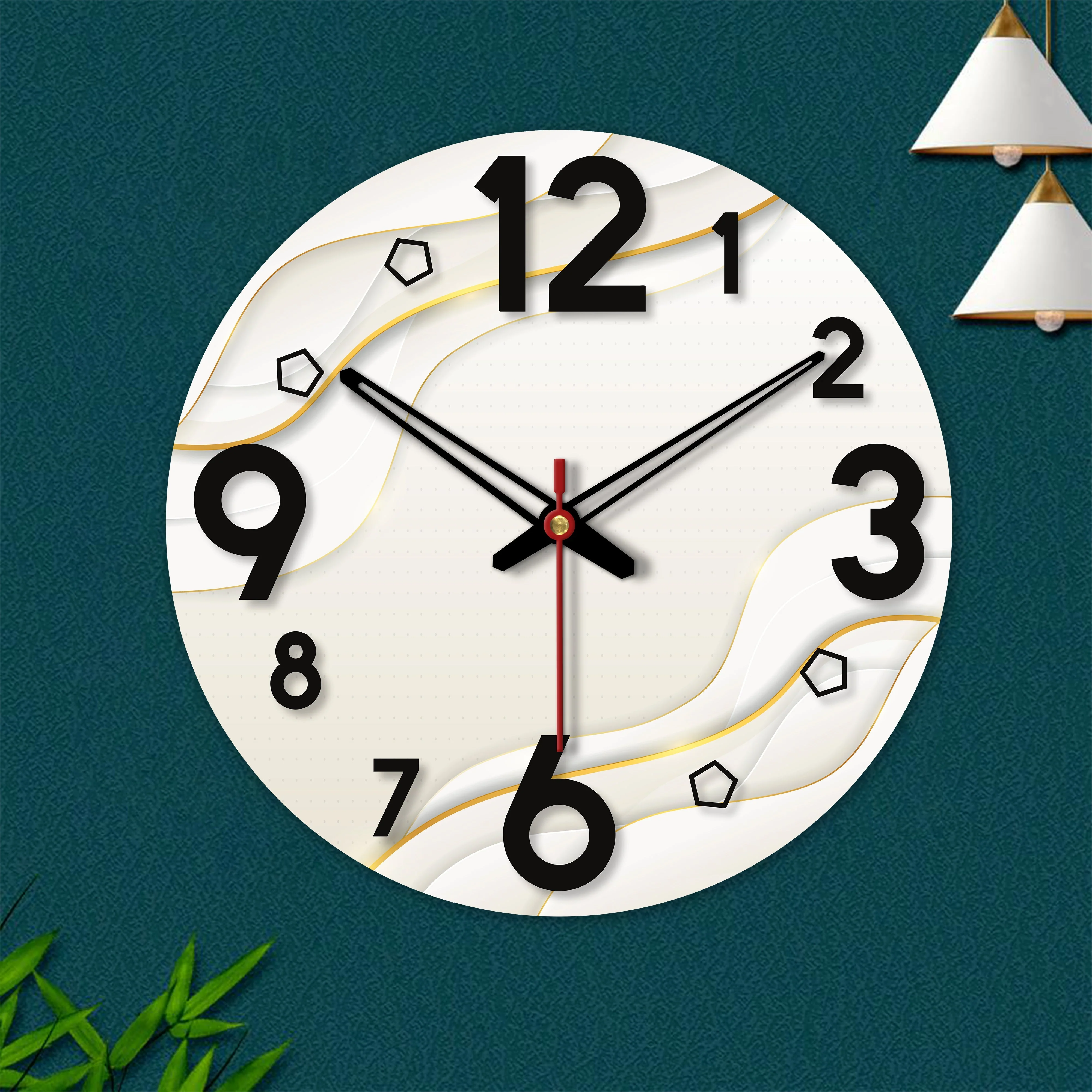Wavy Modern Pattern Wooden Wall Clock - Image 5