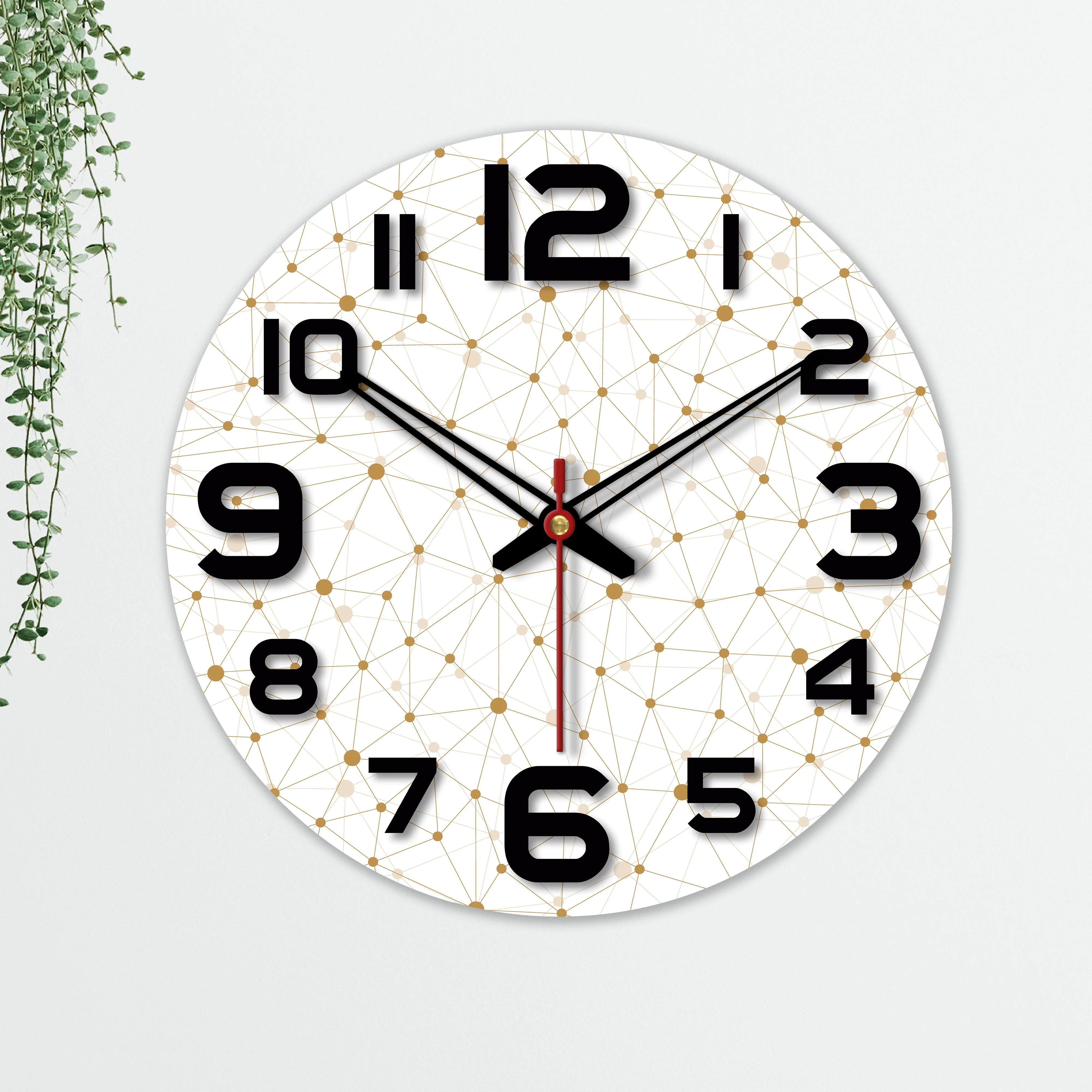 Web Triangle Pattern Printed Wooden Wall Clock - Image 5