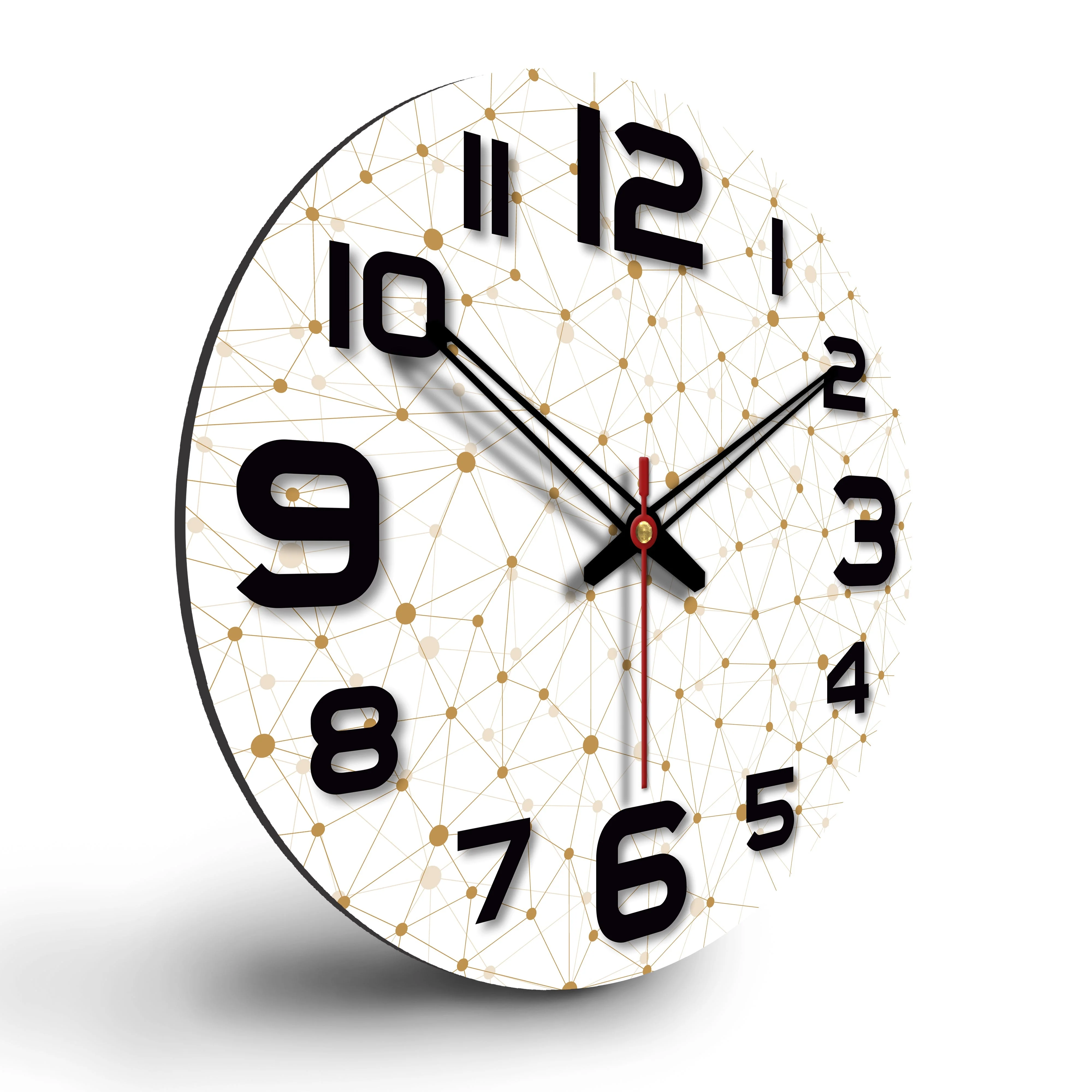 Web Triangle Pattern Printed Wooden Wall Clock - Image 6