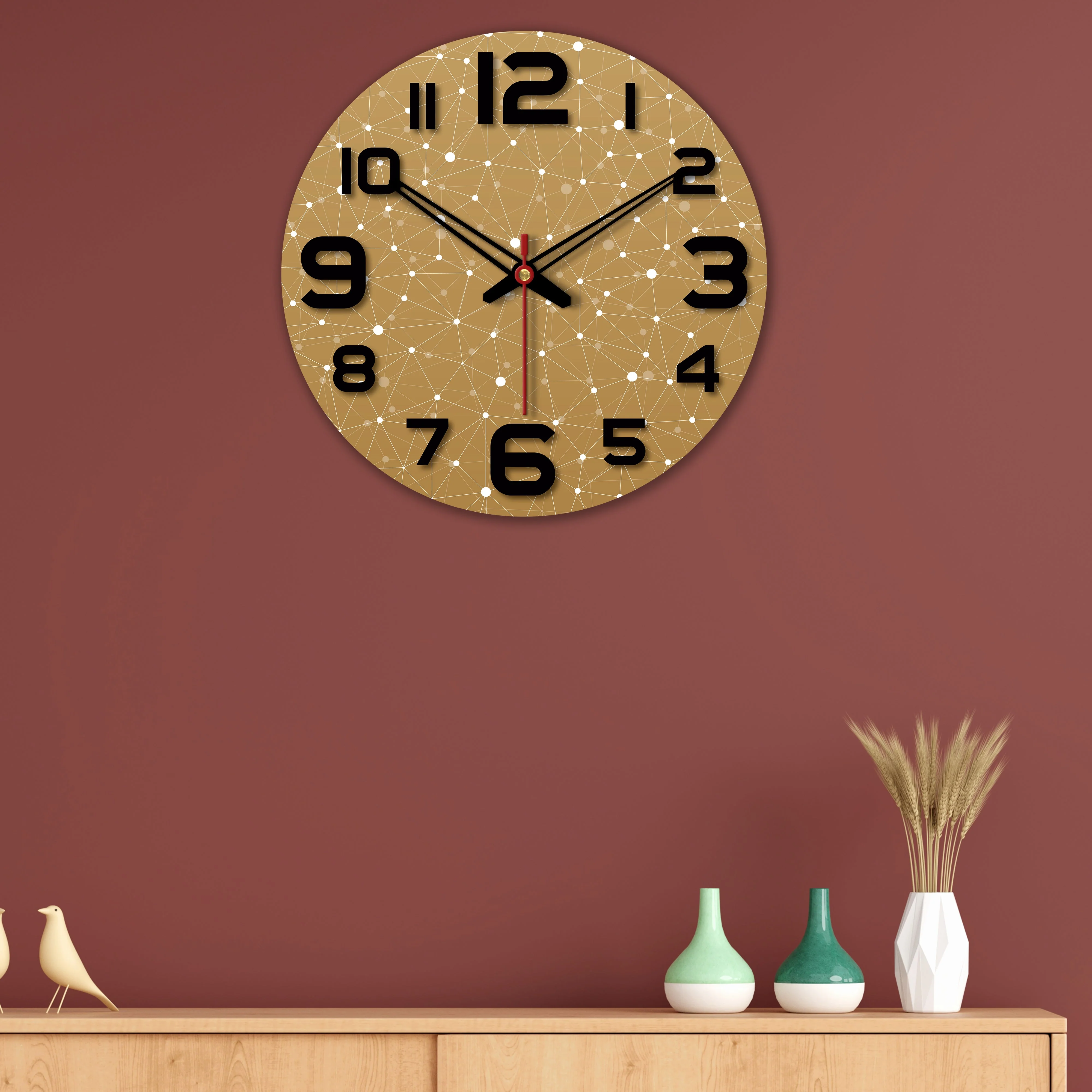 Web Triangle Pattern Wooden Wall Clock