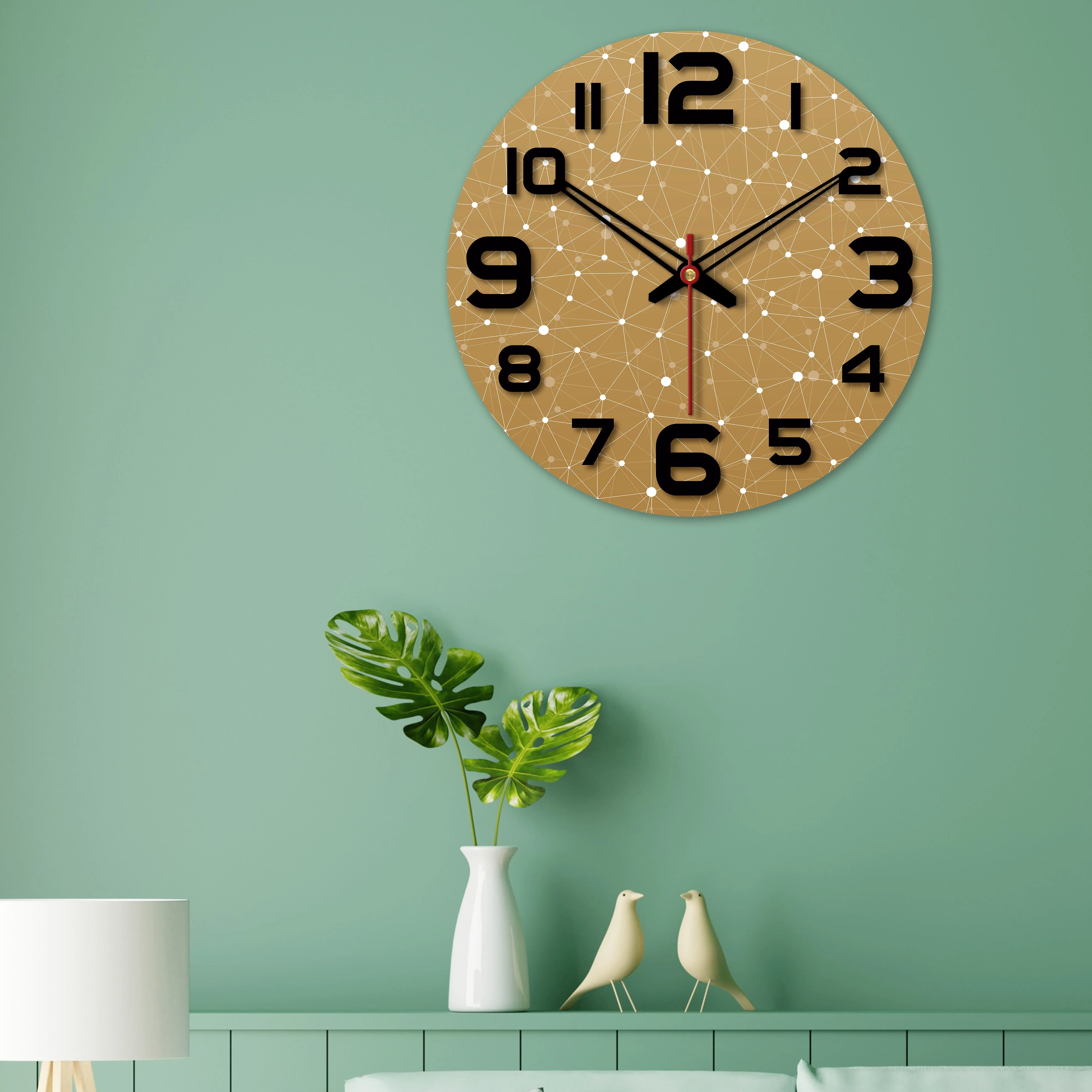 Web Triangle Pattern Wooden Wall Clock - Image 2