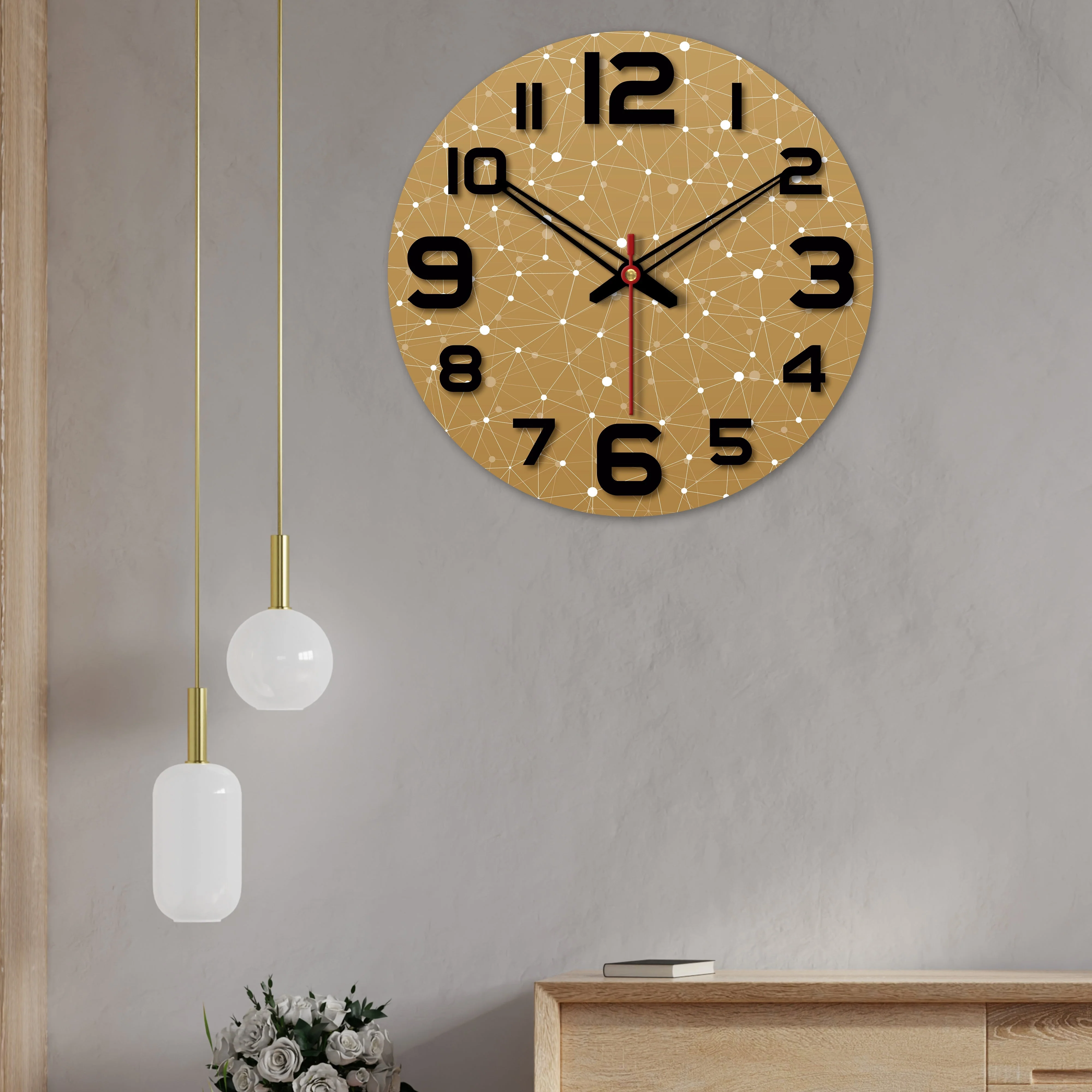 Web Triangle Pattern Wooden Wall Clock - Image 3
