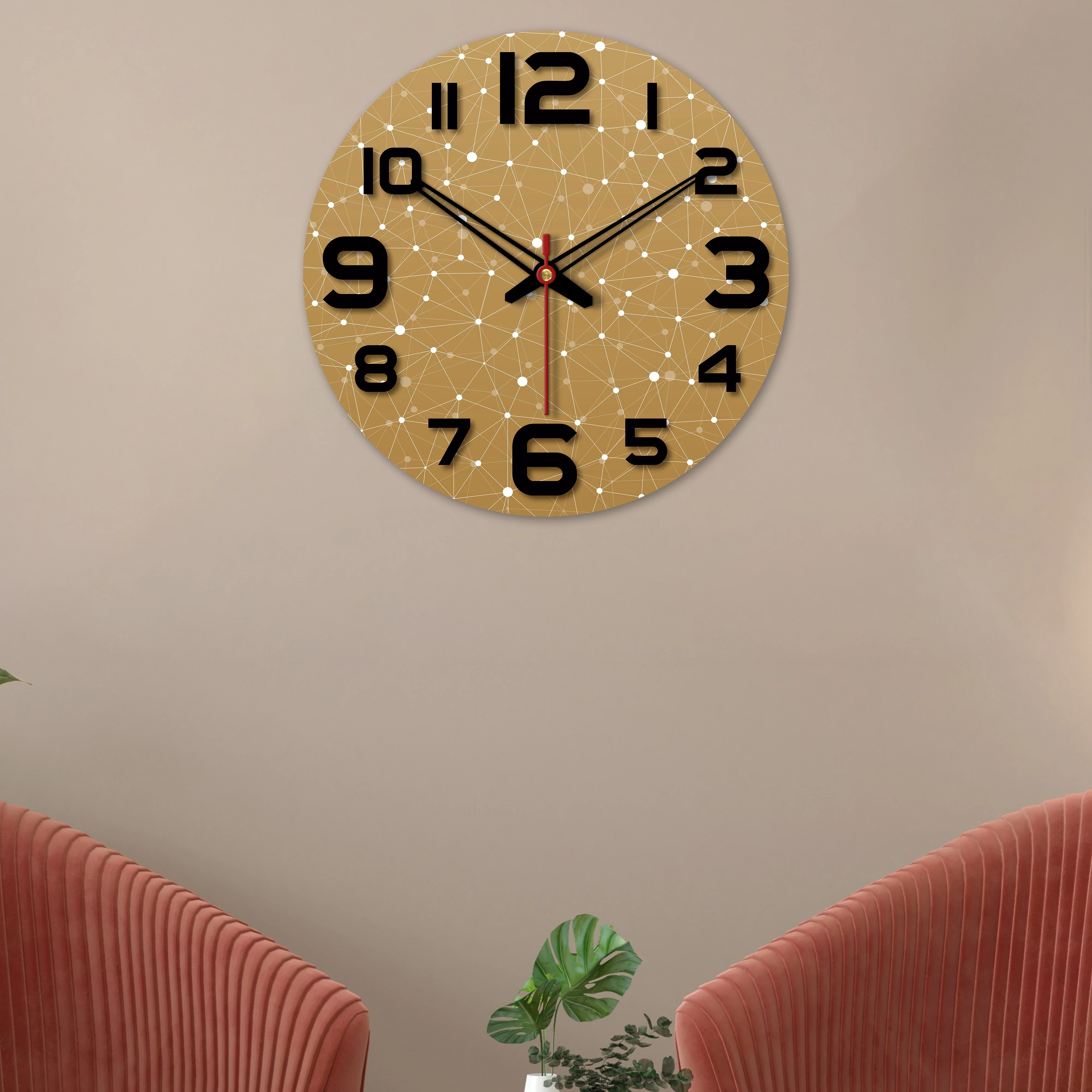 Web Triangle Pattern Wooden Wall Clock - Image 4