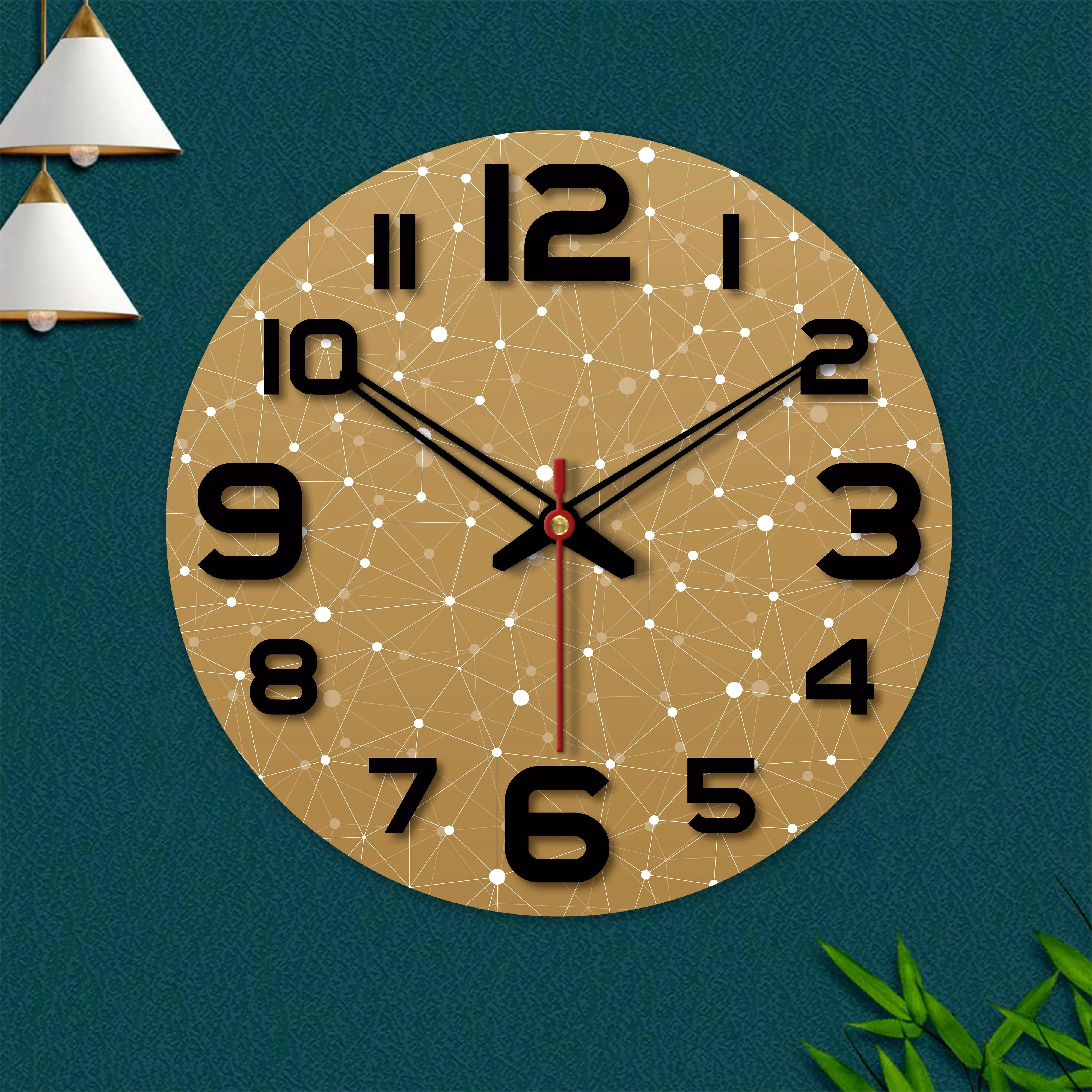 Web Triangle Pattern Wooden Wall Clock - Image 5