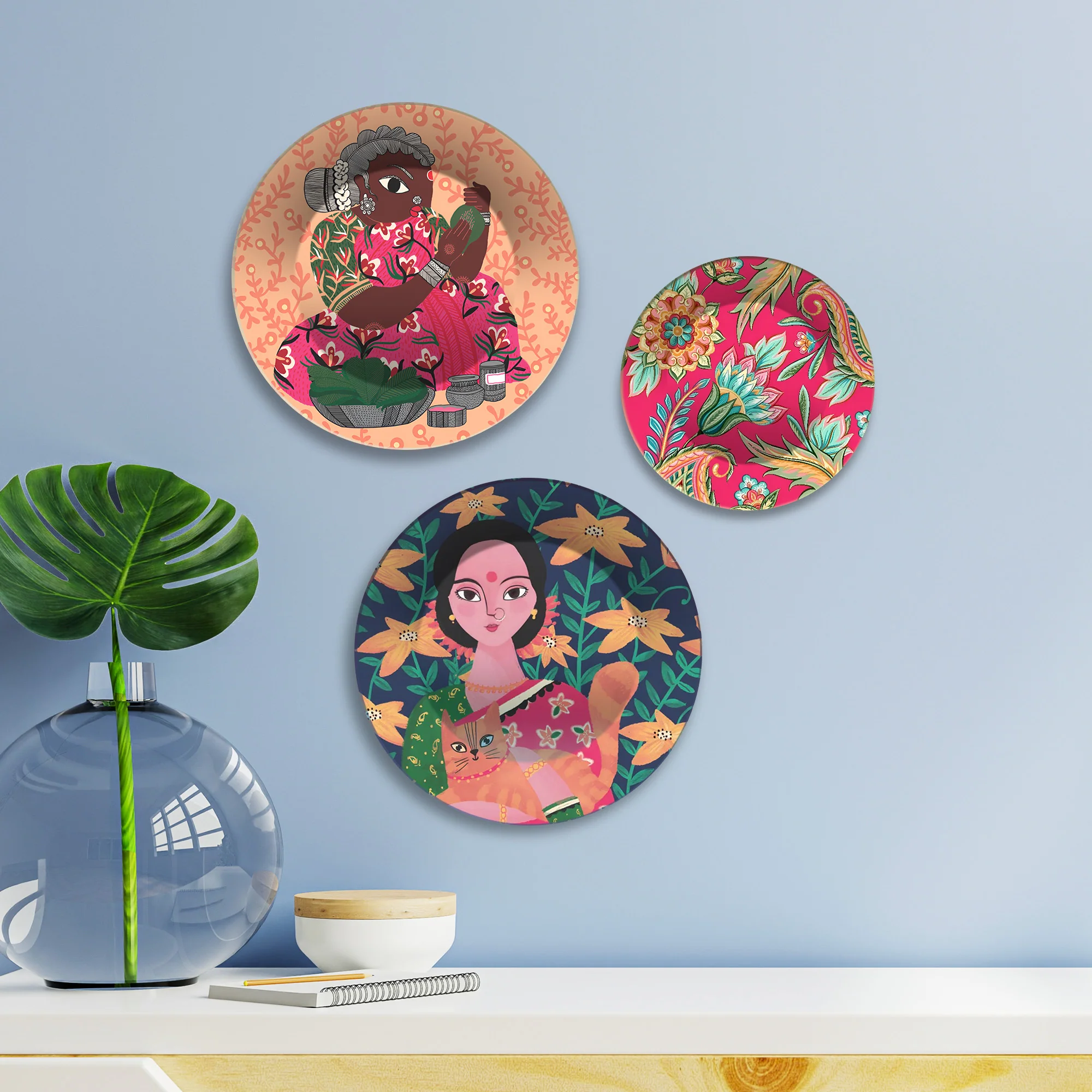 Whimsy & Bloom Floral Muse Premium Wall Plates Painting Set of 3 - Image 2