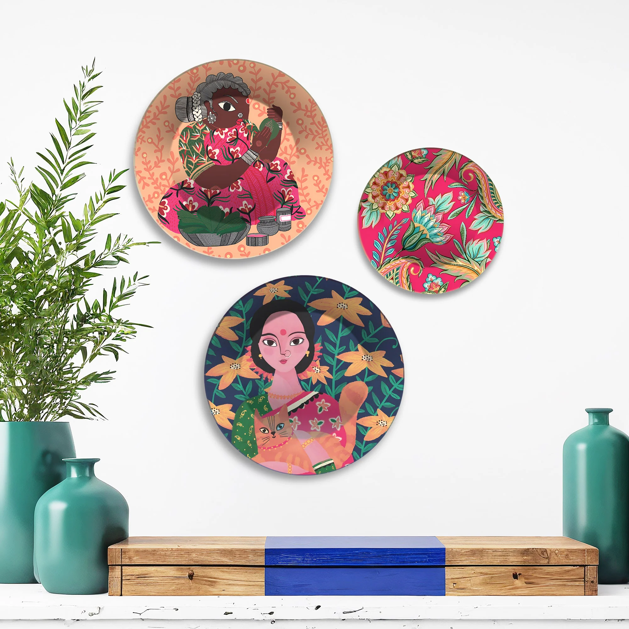 Whimsy & Bloom Floral Muse Premium Wall Plates Painting Set of 3 - Image 3