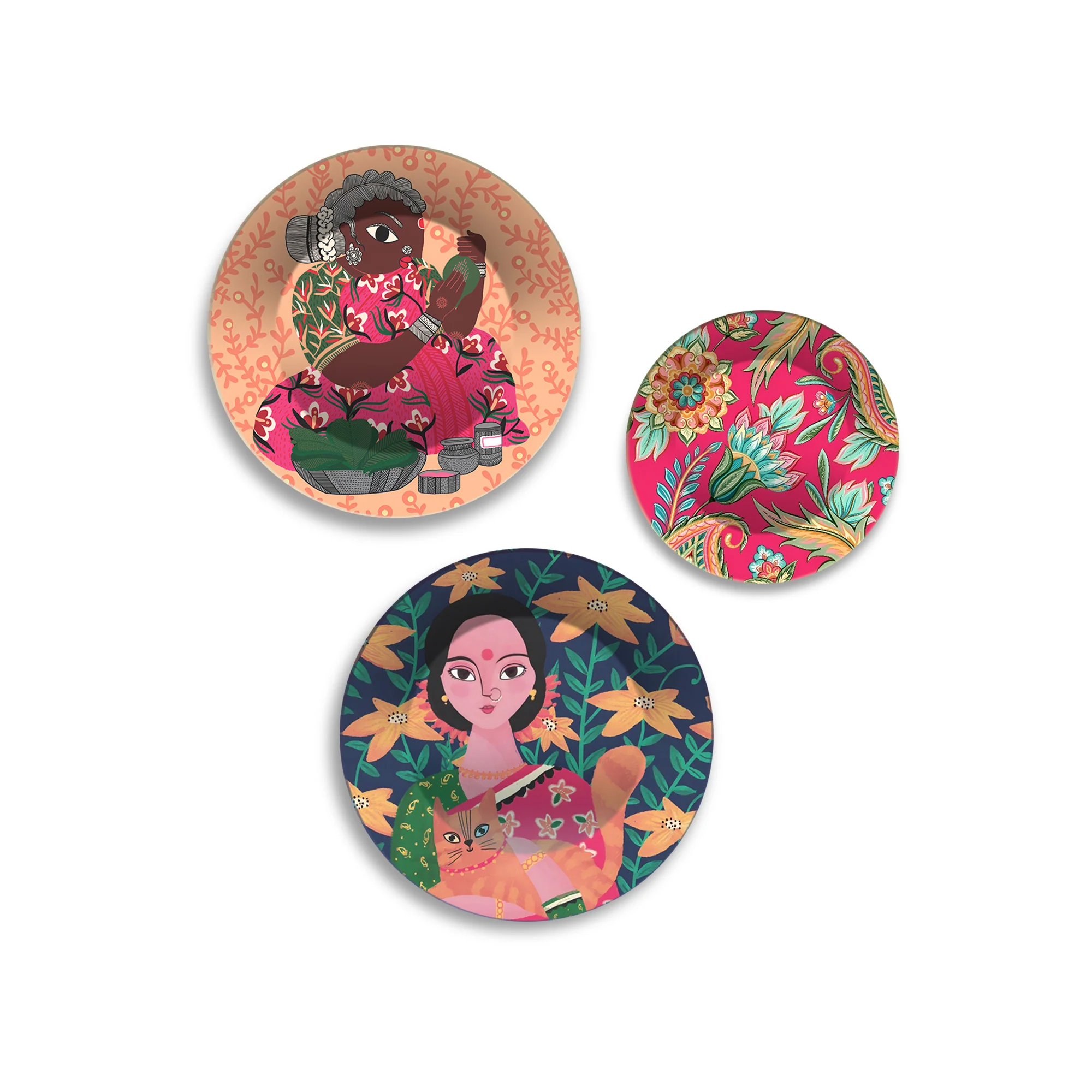 Whimsy & Bloom Floral Muse Premium Wall Plates Painting Set of 3 - Image 4