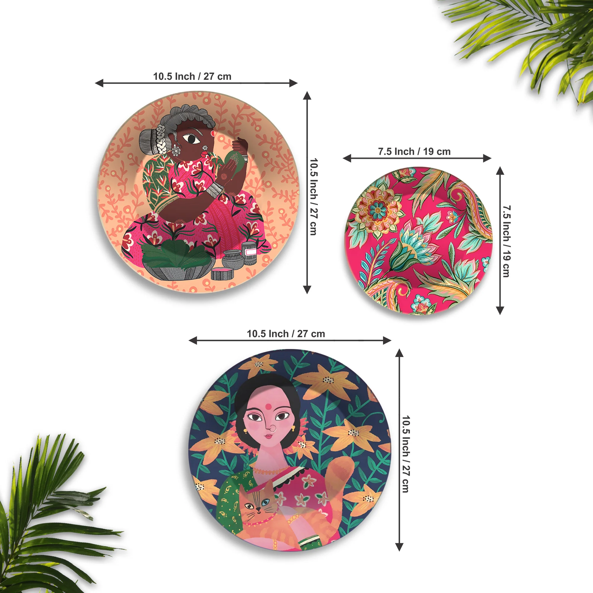 Whimsy & Bloom Floral Muse Premium Wall Plates Painting Set of 3 - Image 6