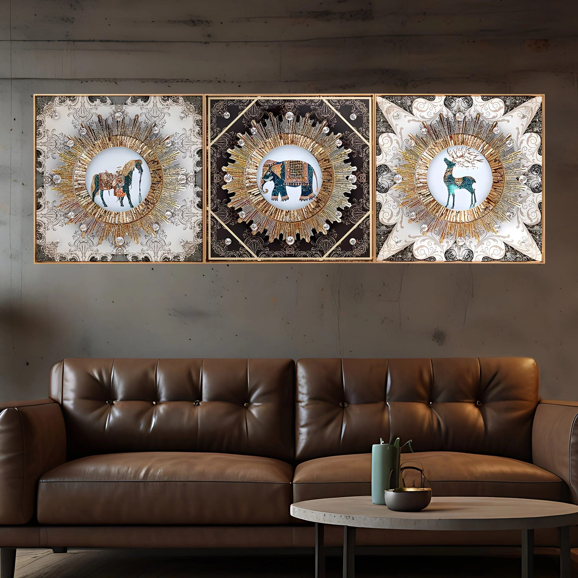 Wild Harmony Crystal Glass Premium Painting Set of 3 - Image 2