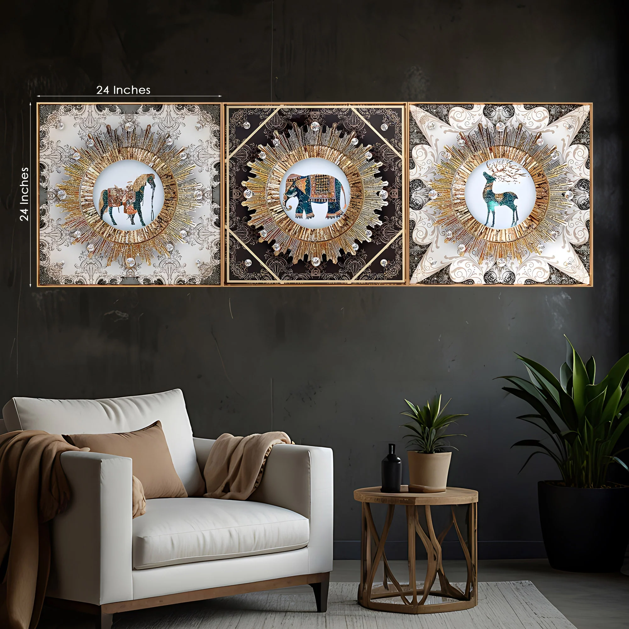Wild Harmony Crystal Glass Premium Painting Set of 3 - Image 3