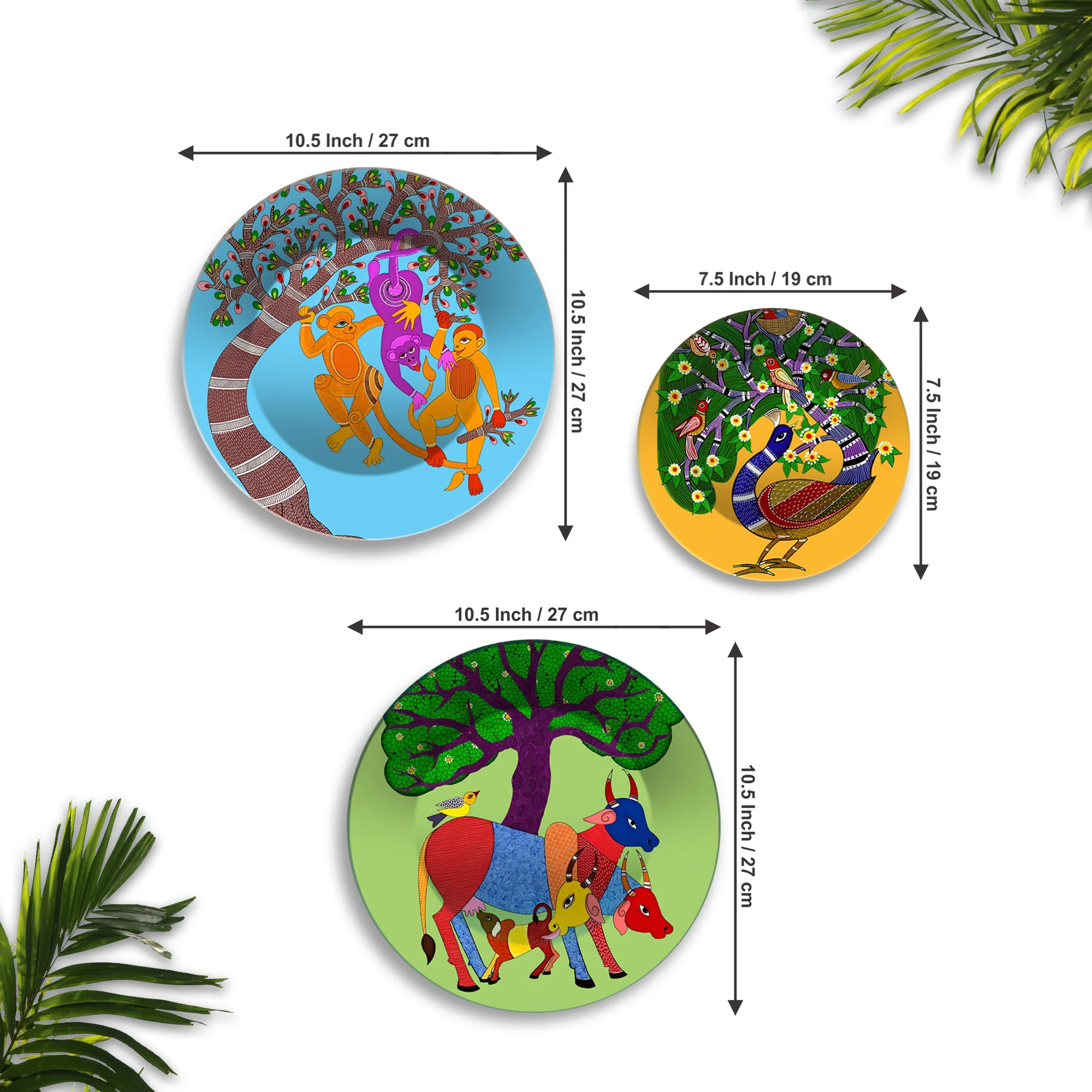 Wild Harmony Tribal Animal Premium Wall Plates Painting Set of 3 - Image 6