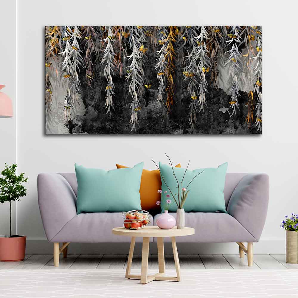 Willow Branches with Gold Butterflies Wall Painting - Image 2