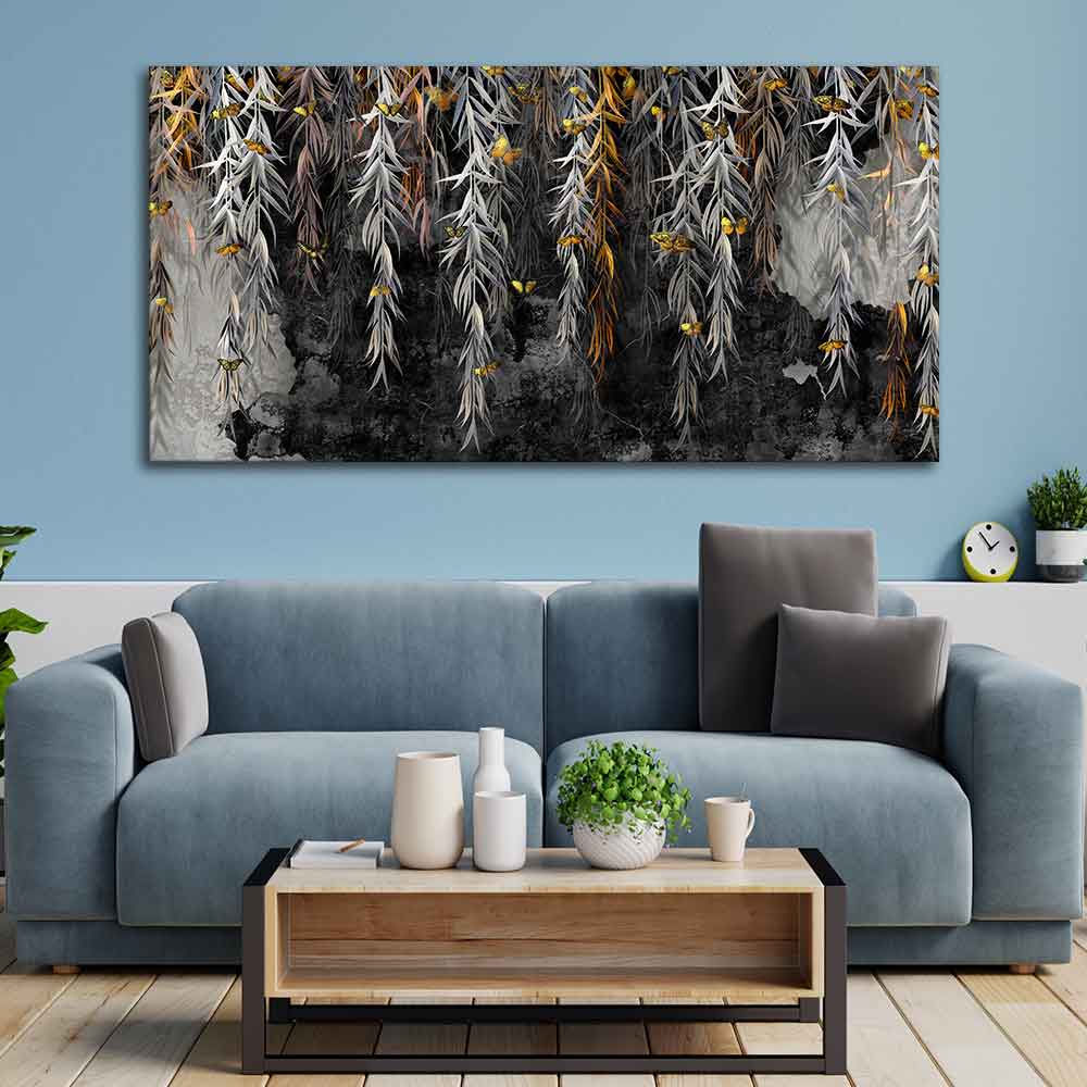 Willow Branches with Gold Butterflies Wall Painting - Image 3