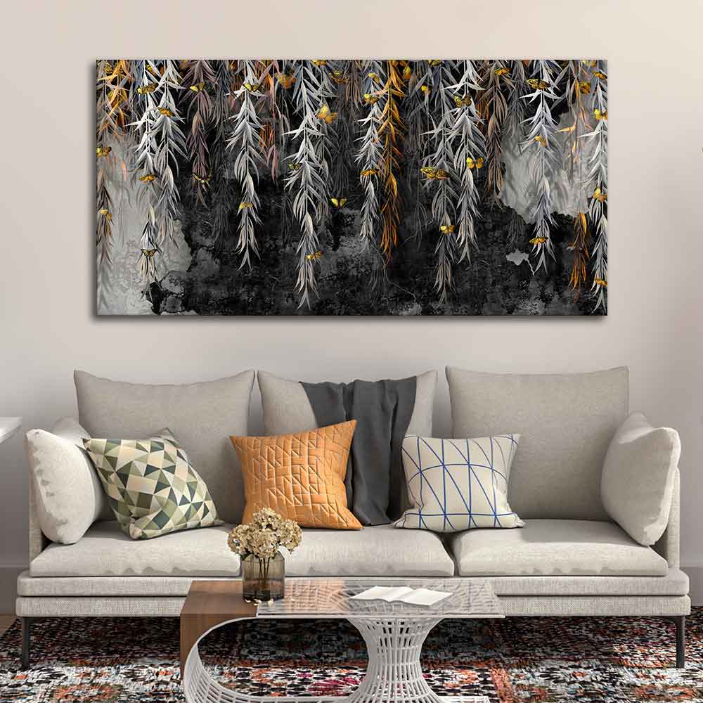 Willow Branches with Gold Butterflies Wall Painting - Image 4