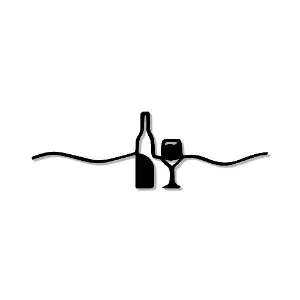 Wine Bottle with Glass Design Bar Line Metal Art Wall Decor - Image 3