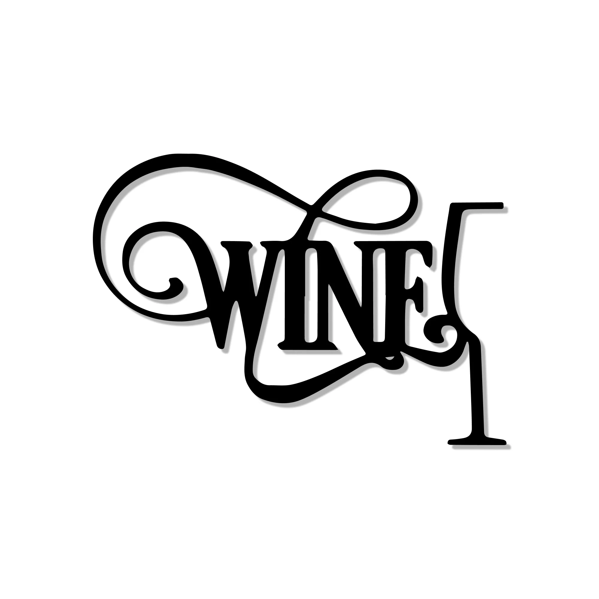Wine Text with Glass Shape Metal Wall Art Decor - Image 3