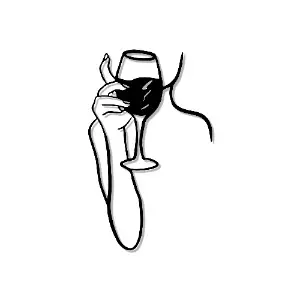 Woman Drinking Wine Minimalist Line Metal Art Decor - Image 3