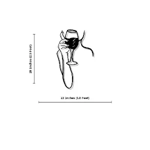 Woman Drinking Wine Minimalist Line Metal Art Decor - Image 4