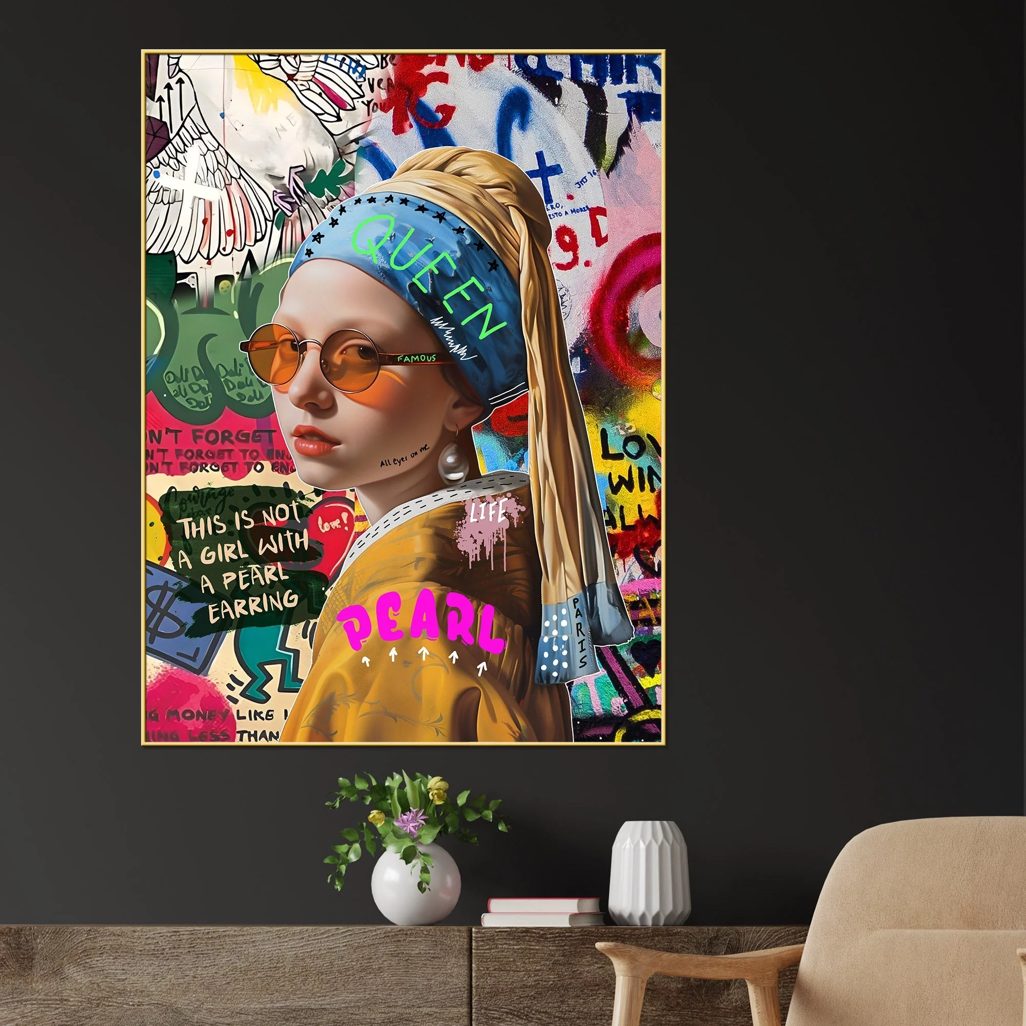 Woman With A Pearl Cotton Canvas Wall Painting - Image 2