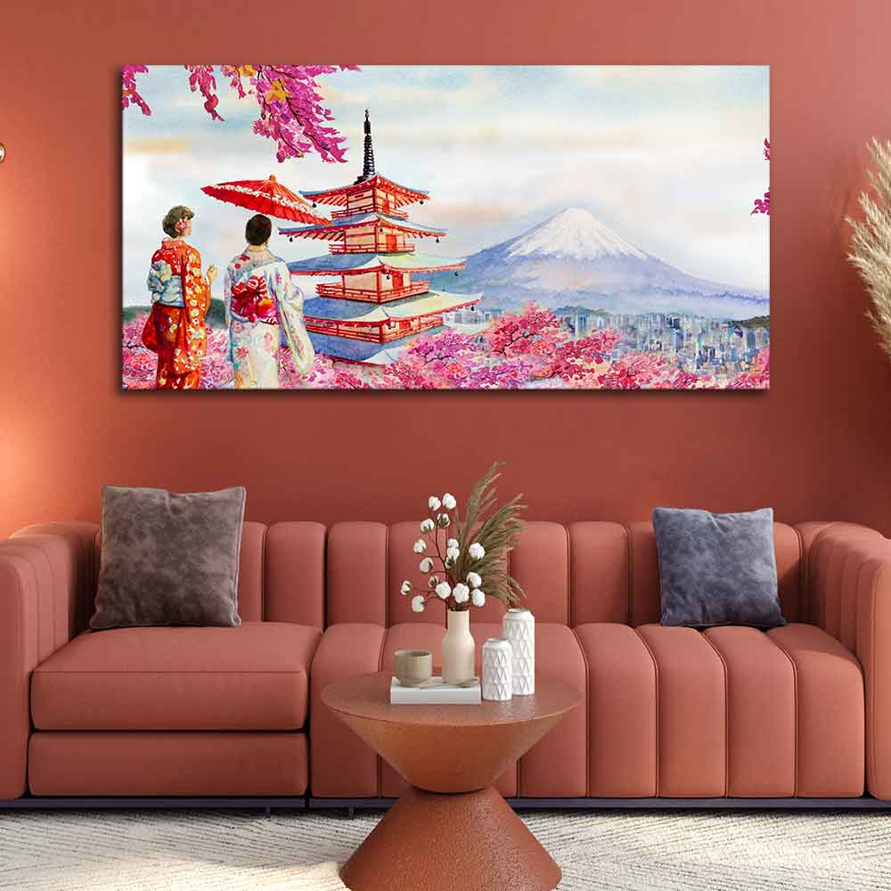 Women in Kimono Canvas Wall Painting - Image 4