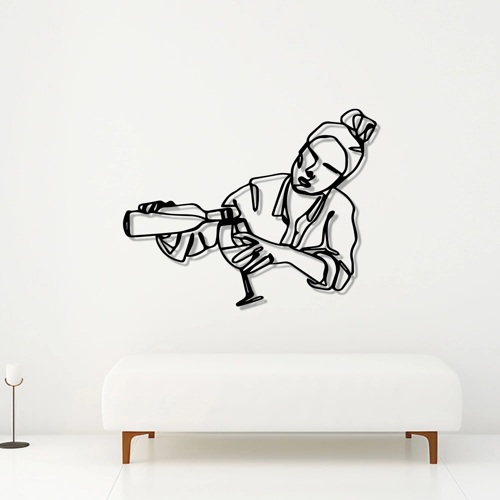 Women Pouring Wine Line Art Metal Wall Artwork Decor - Image 2