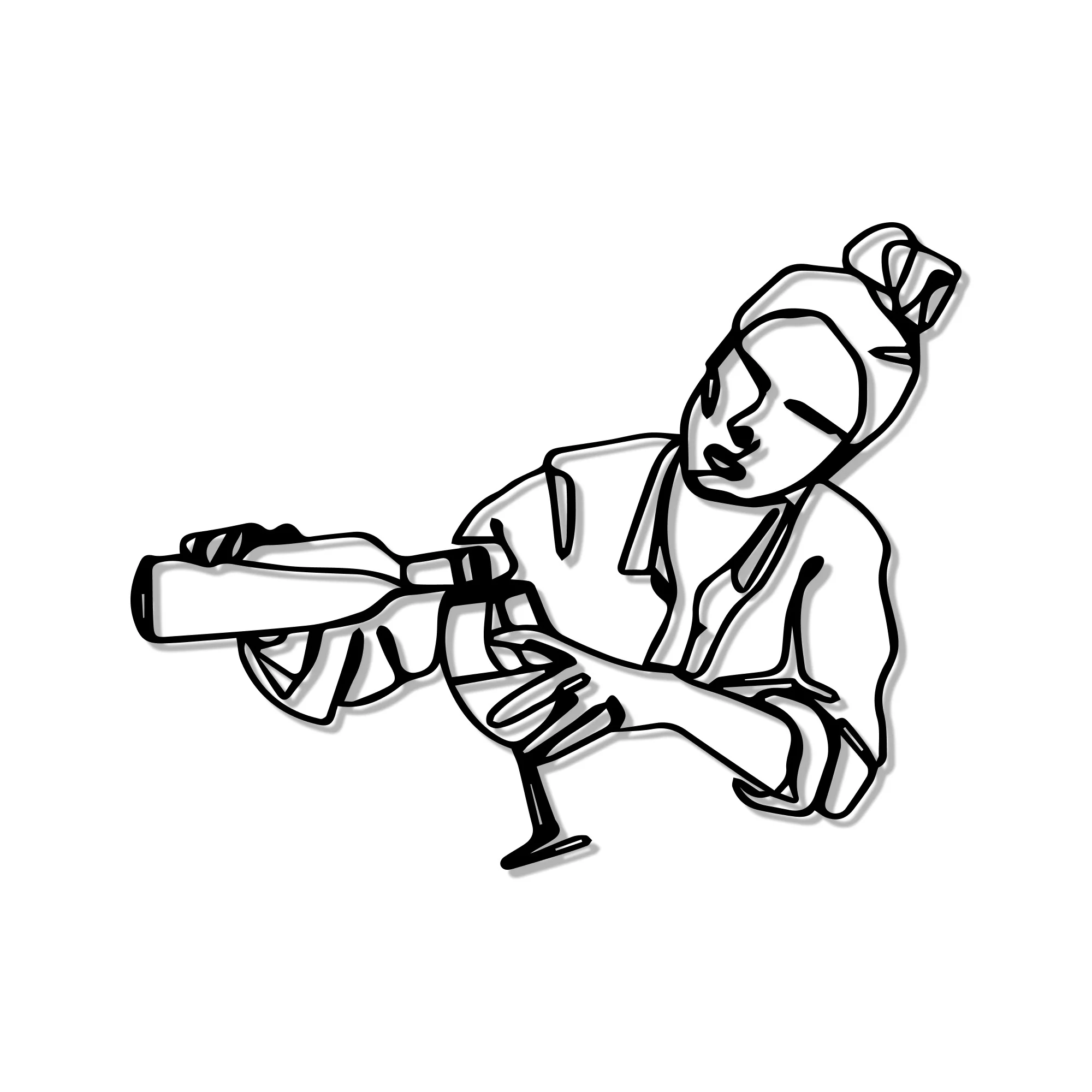 Women Pouring Wine Line Art Metal Wall Artwork Decor - Image 3