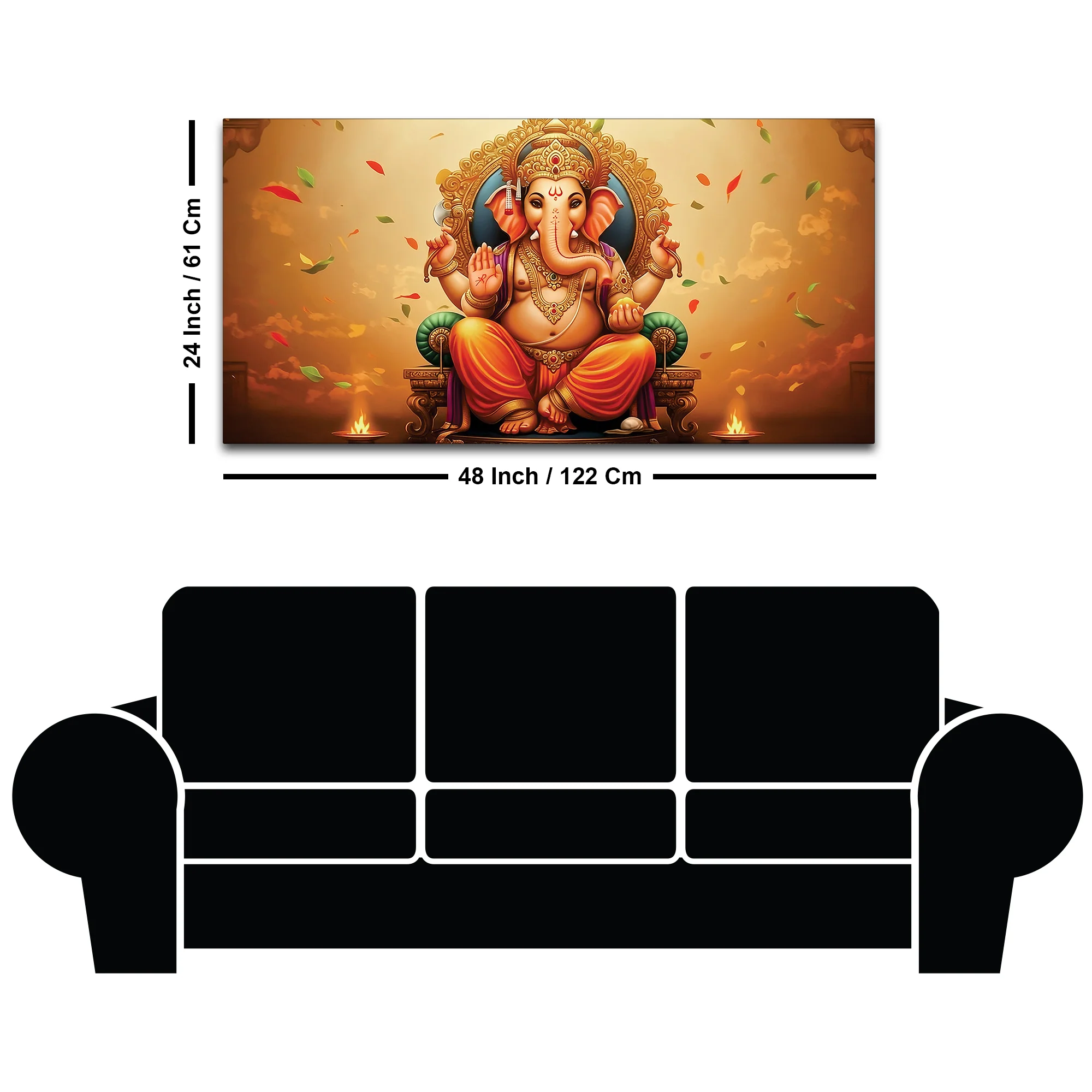 Wonderful Lord Shri Ganeshji Giving Blessing Canvas Wall Painting for Home & Office Wall Decor – Elegant Spiritual Art - Image 8