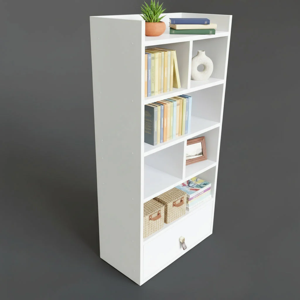 Wooden Book Rack with Storage Drawer | Modern Home & Office Bookshelf - Image 7
