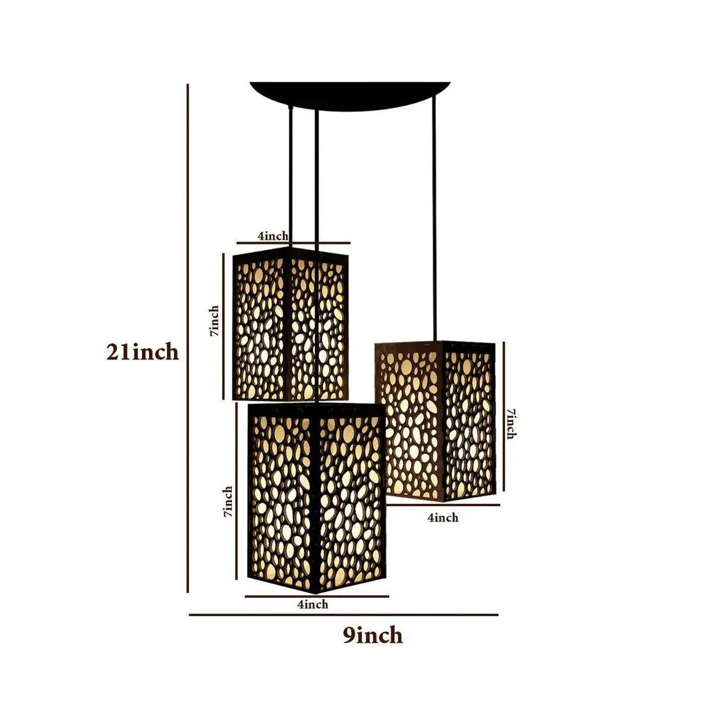 Wooden Ceiling Pendant Light Round Pattern Design Modern Lamp For Home Decoration, Living Room - Image 4