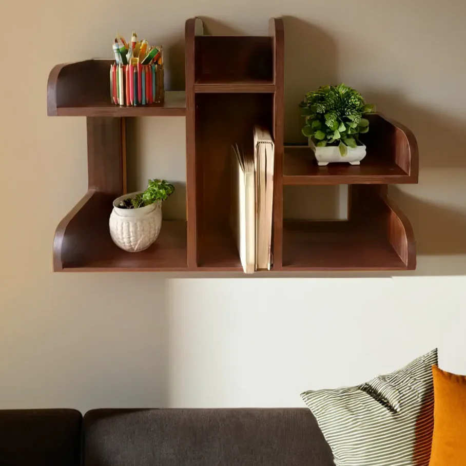 Wooden Desktop Book Rack with Multi Storage Shelves - Image 10