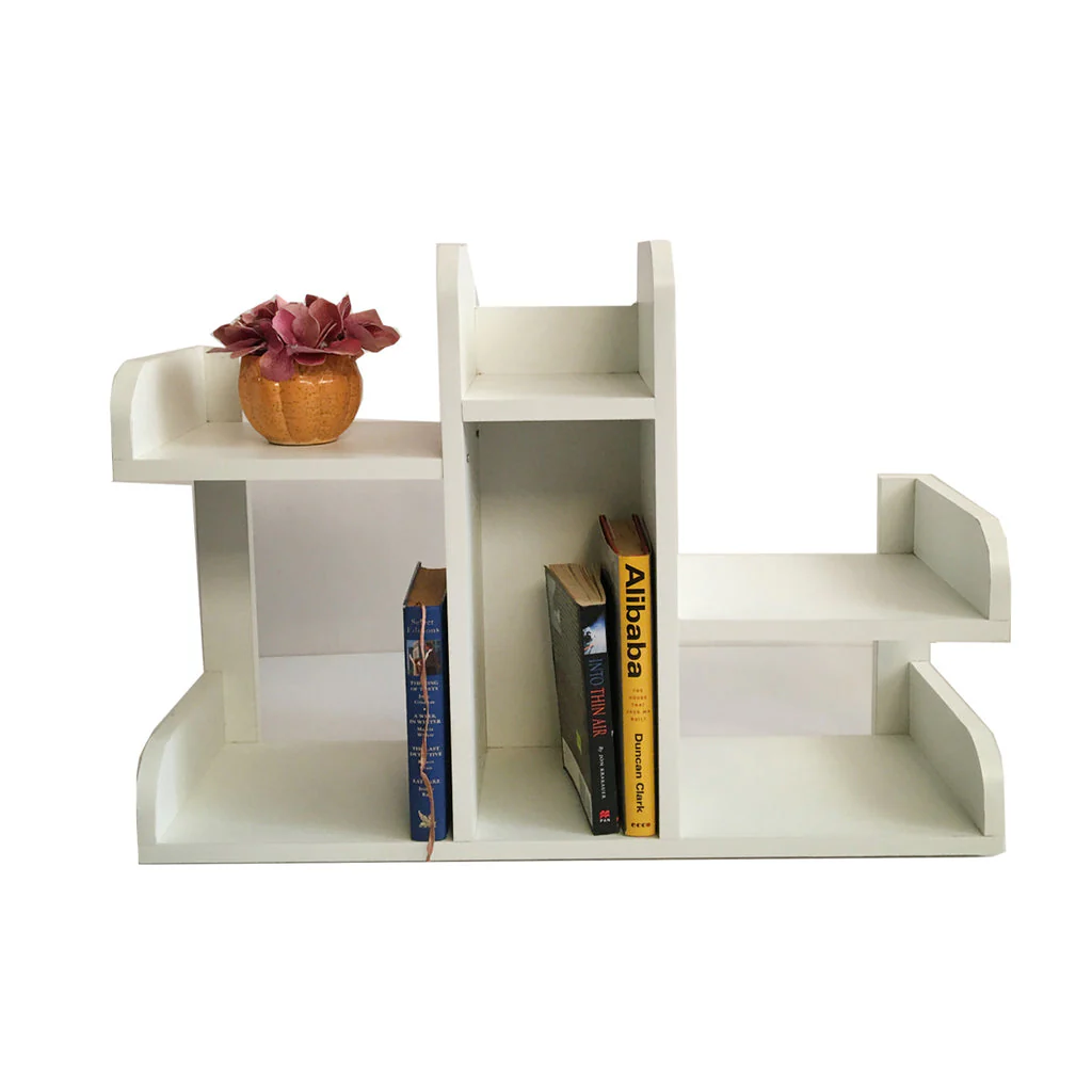 Wooden Desktop Book Rack with Multi Storage Shelves - Image 16