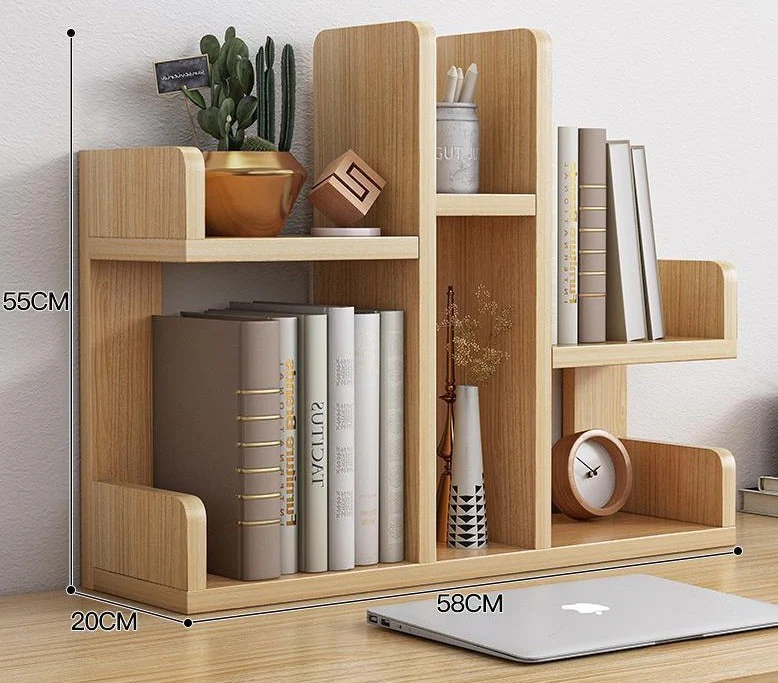 Wooden Desktop Book Rack with Multi Storage Shelves - Image 3