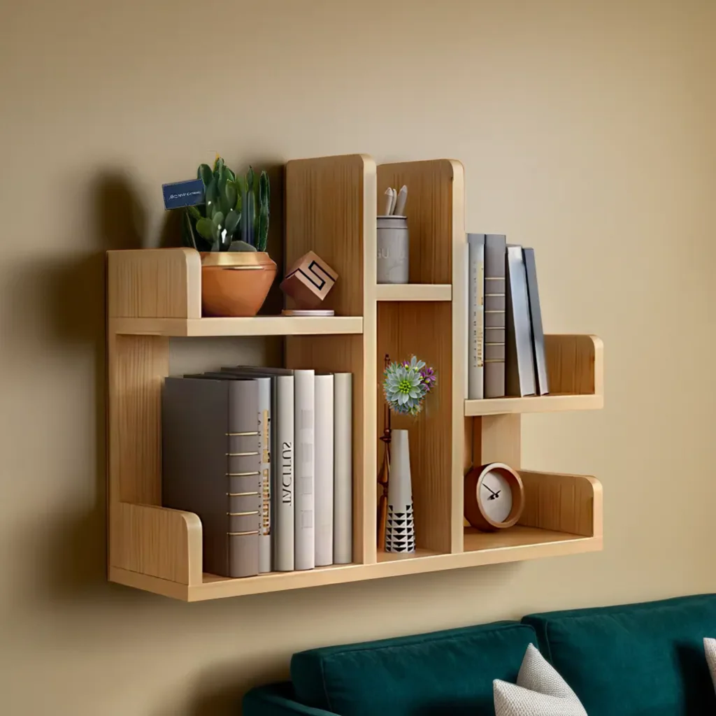 Wooden Desktop Book Rack with Multi Storage Shelves - Image 6