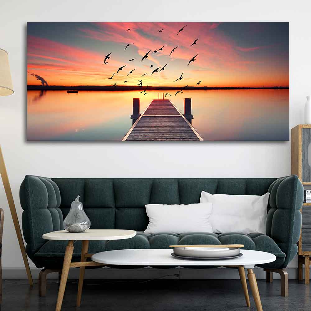 Wooden Jetty in Sunset Canvas wall Painting - Image 3