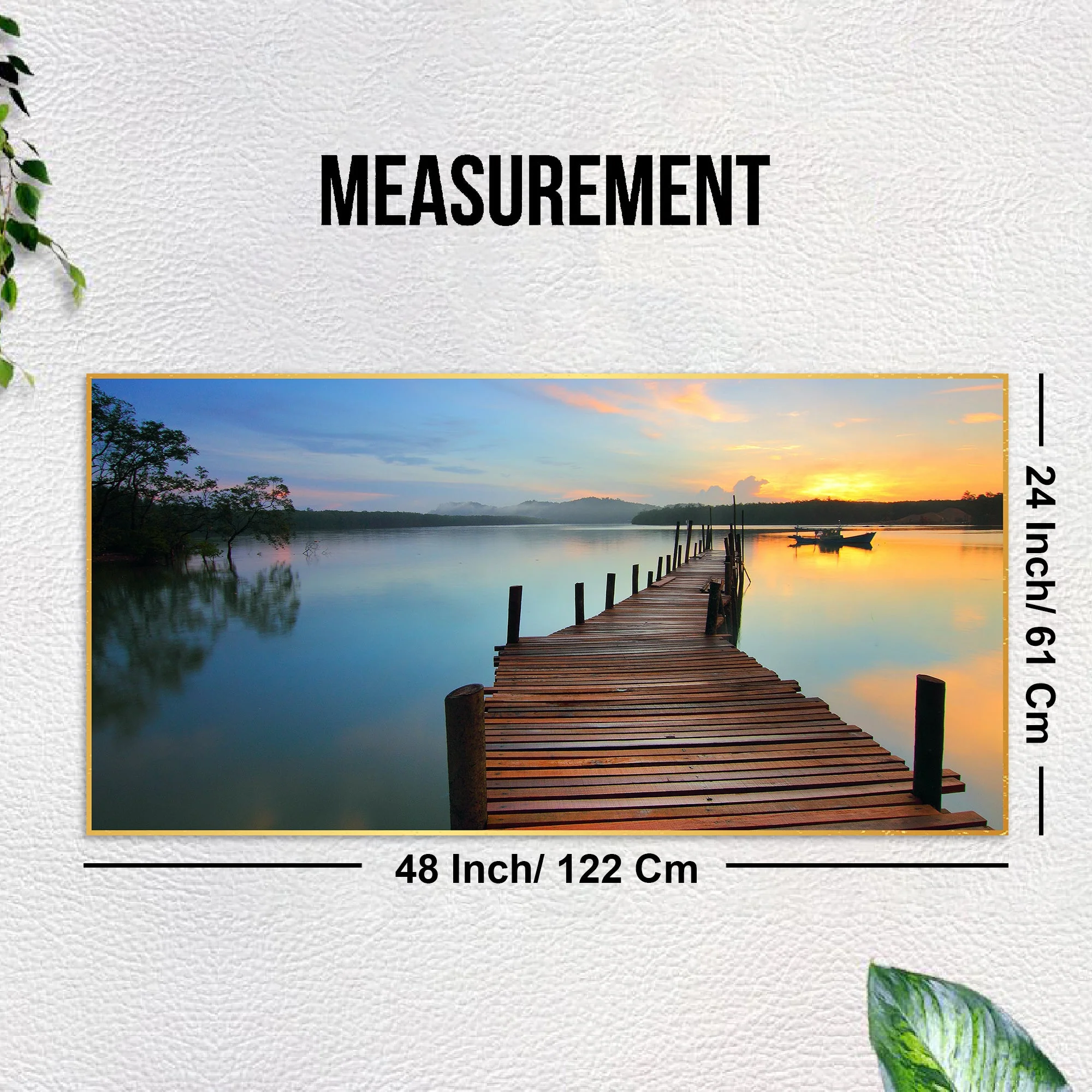 Wooden Jetty Lake in Sunset Floating Wall Painting - Image 7