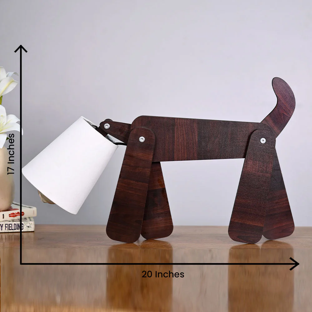 Wooden Playing Dog Night light Table Lamp For Home Decor | Living Room - Image 4