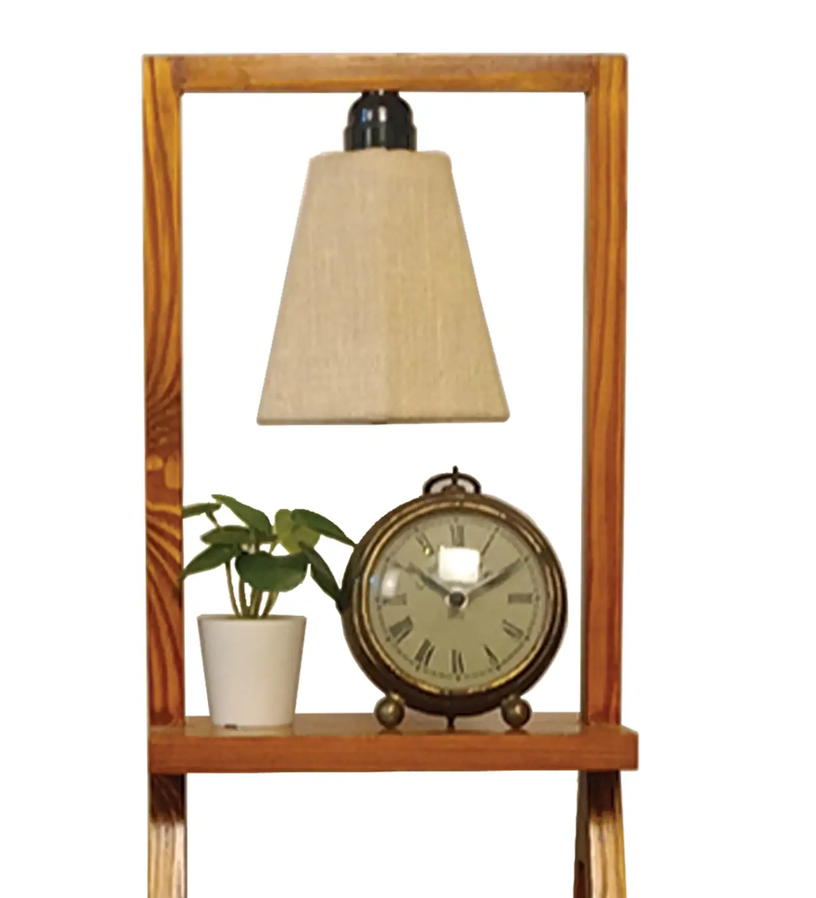 Wooden Shelf Table Lamp with Jute Shade & Brown Base Lampshade - Image 3