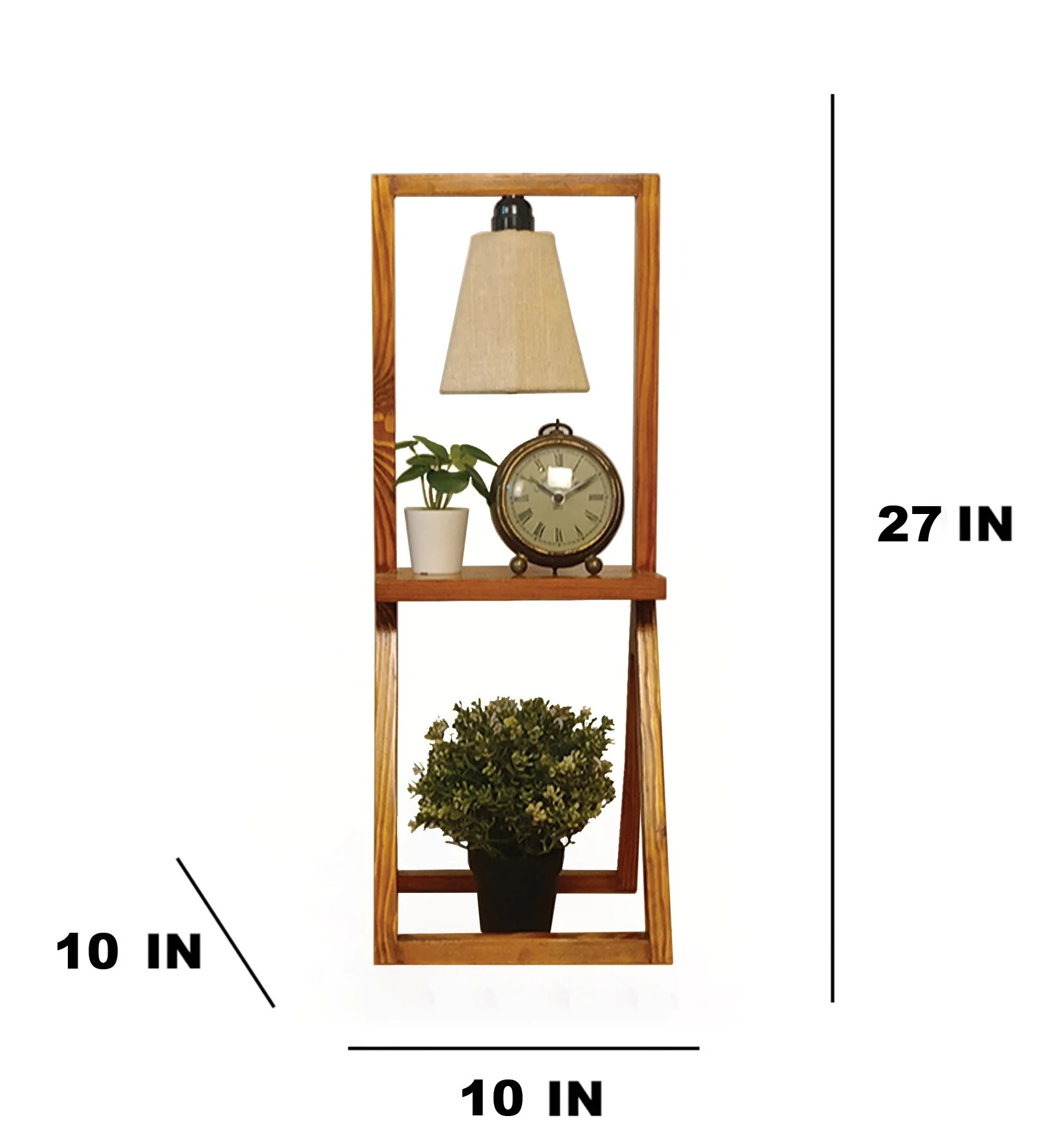 Wooden Shelf Table Lamp with Jute Shade & Brown Base Lampshade - Image 4