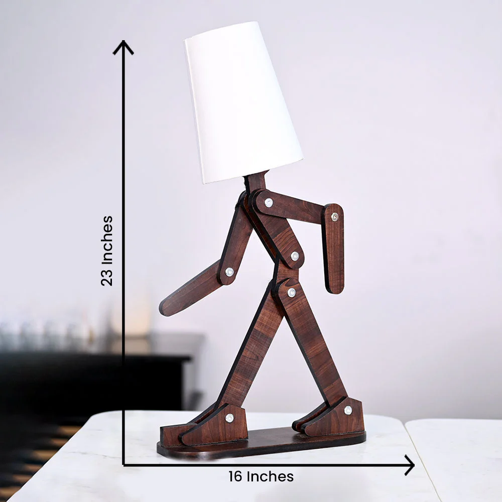 Wooden Walking Figurine Modern Table Night Lamp For Home Decor | Living Room - Image 5