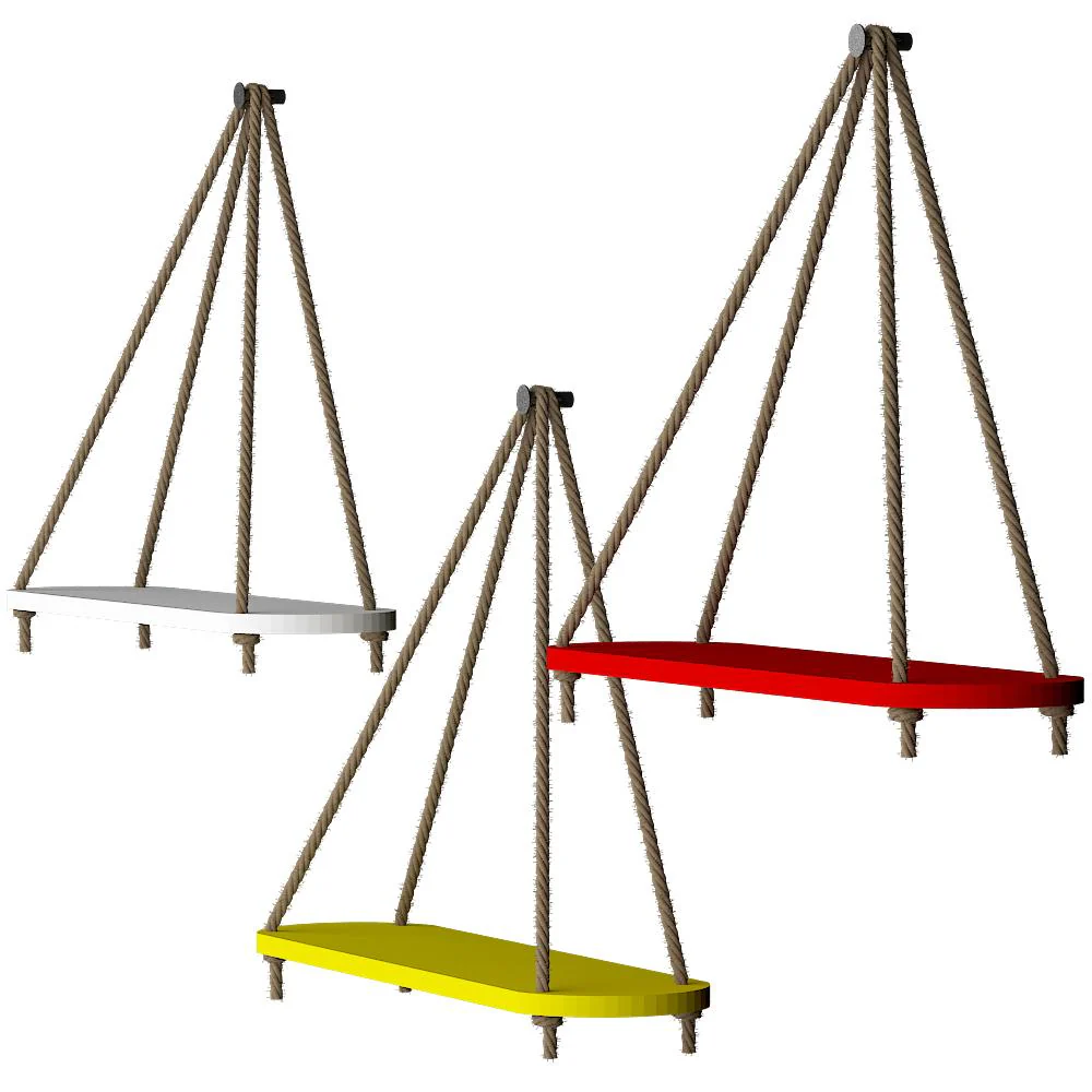 Wooden Wall Hanging Planter Shelf with Rope (Multicolor, Set of 3) - Image 3